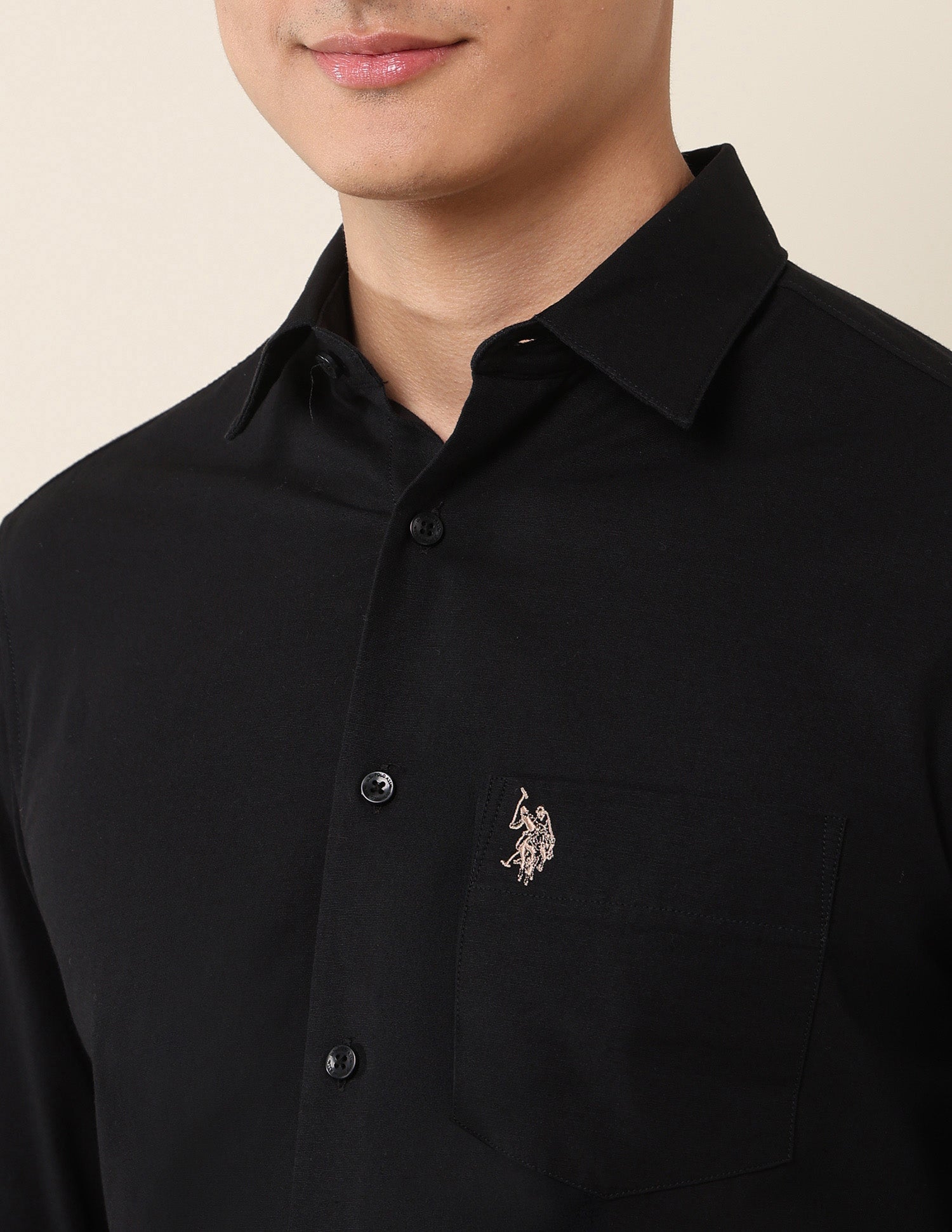 Tailored Fit Twill Shirt Black - U.S. Polo Assn. India | Large