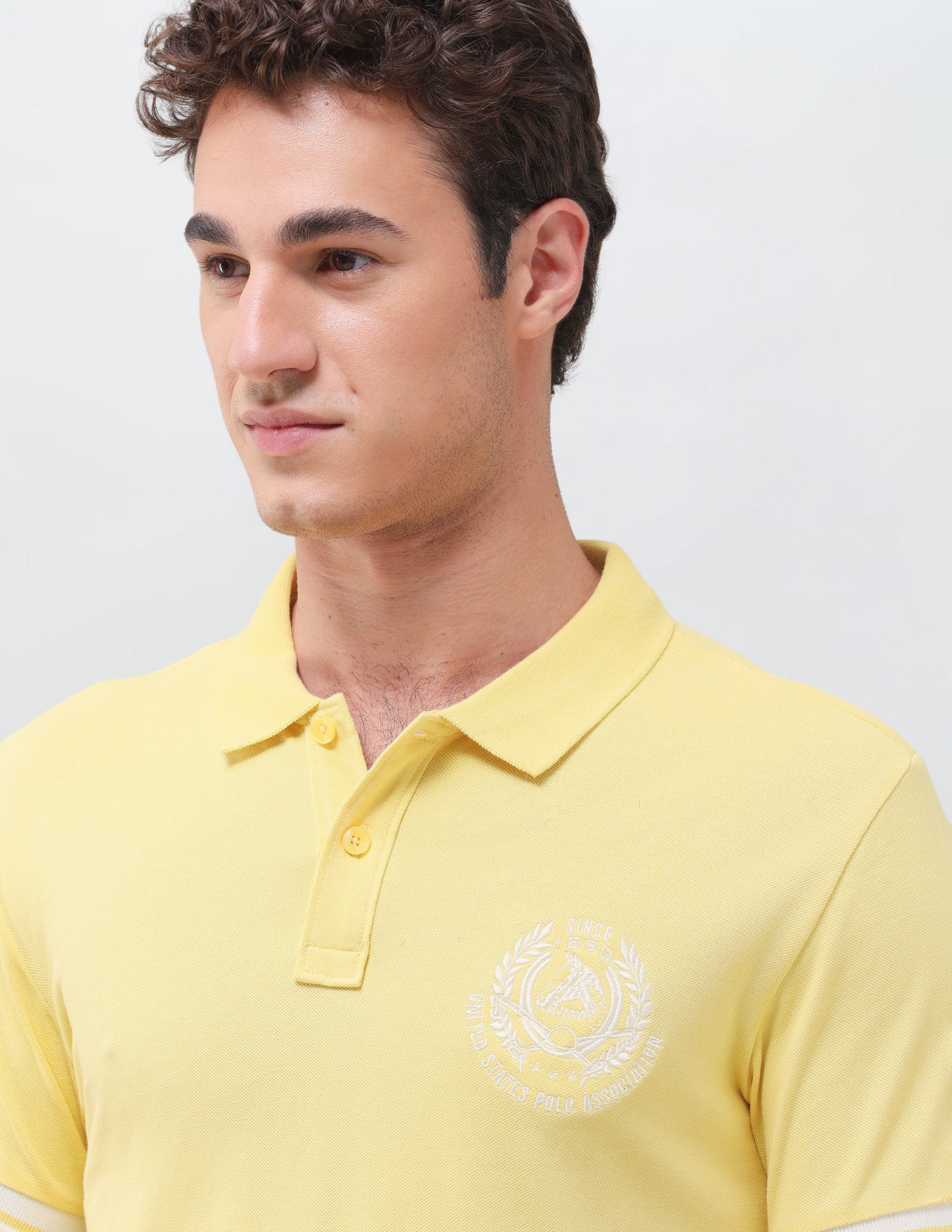 Solid Slim Fit Polo Shirt Yellow - U.S. Polo Assn. India | Large