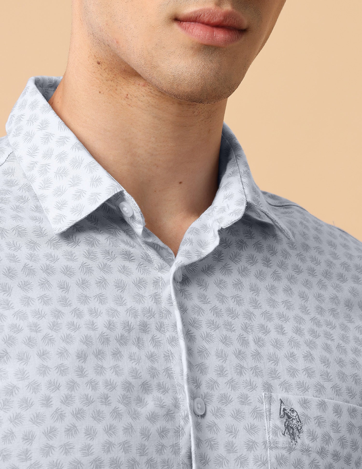 Pacho X Tropical Printed Regular Fit Shirt Grey - U.S. Polo Assn. India | Large