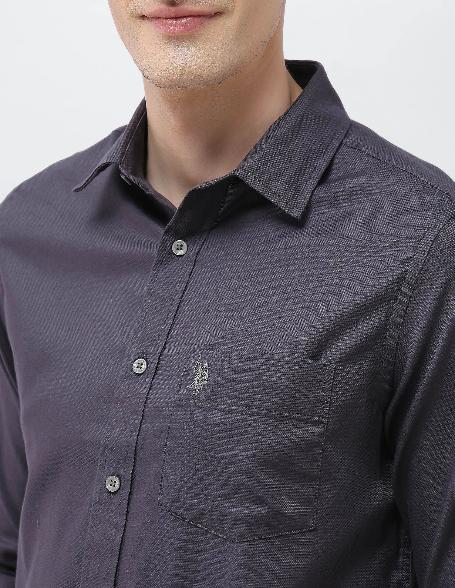 New Port Marina Dobby Shirt Dark Grey - U.S. Polo Assn. India | Large