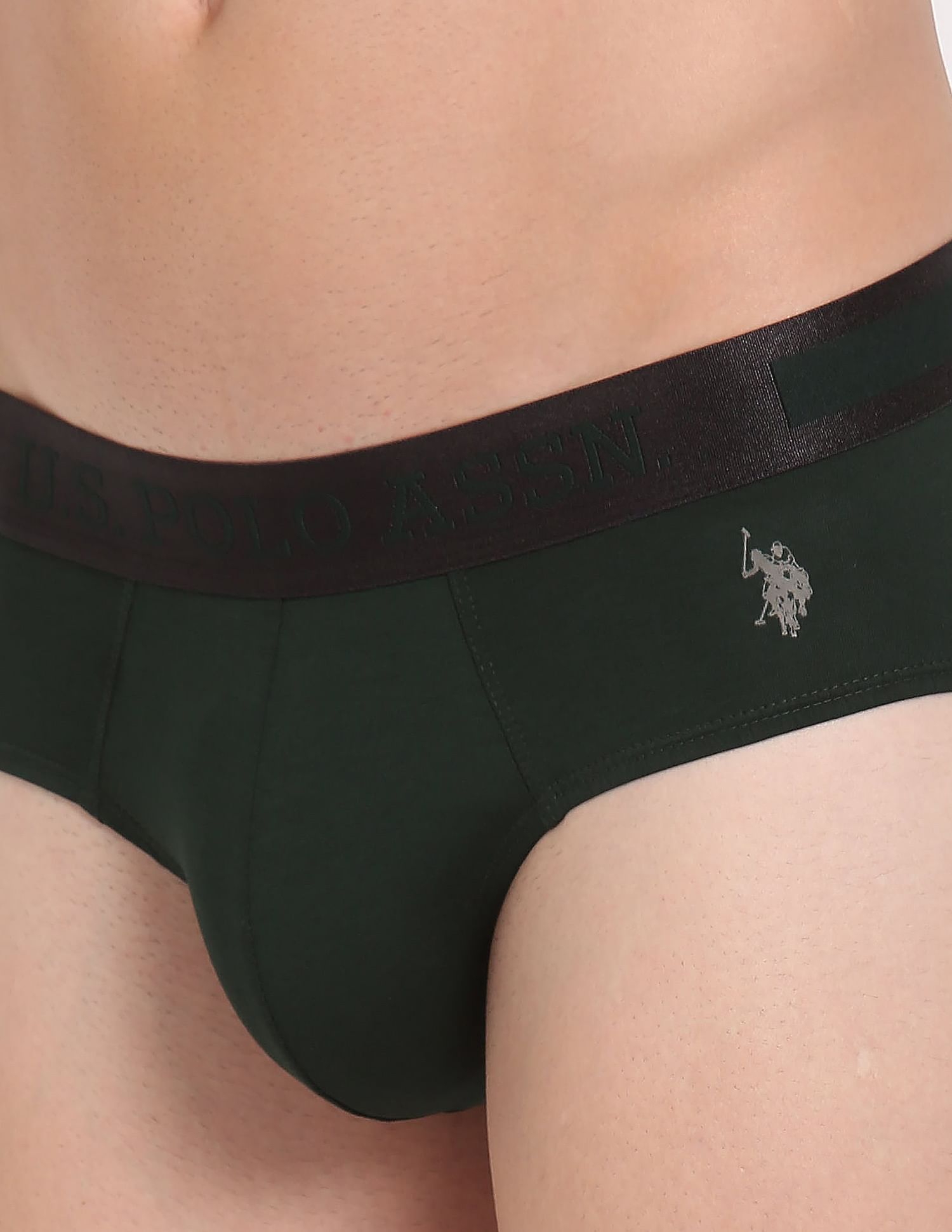 Mid Rise Solid PB001 Premium Briefs - Pack Of 1 Scarab - U.S. POLO ASSN. | Large