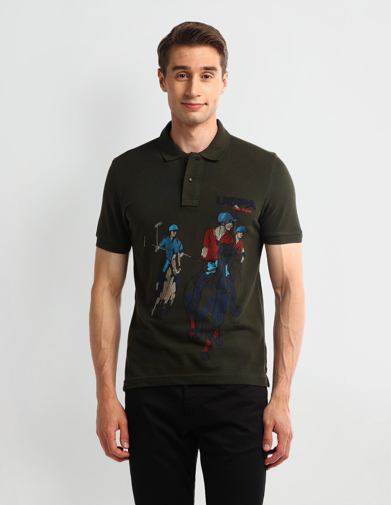 Muscle Fit Graphic Polo Shirt Green - U.S. POLO ASSN. | Large