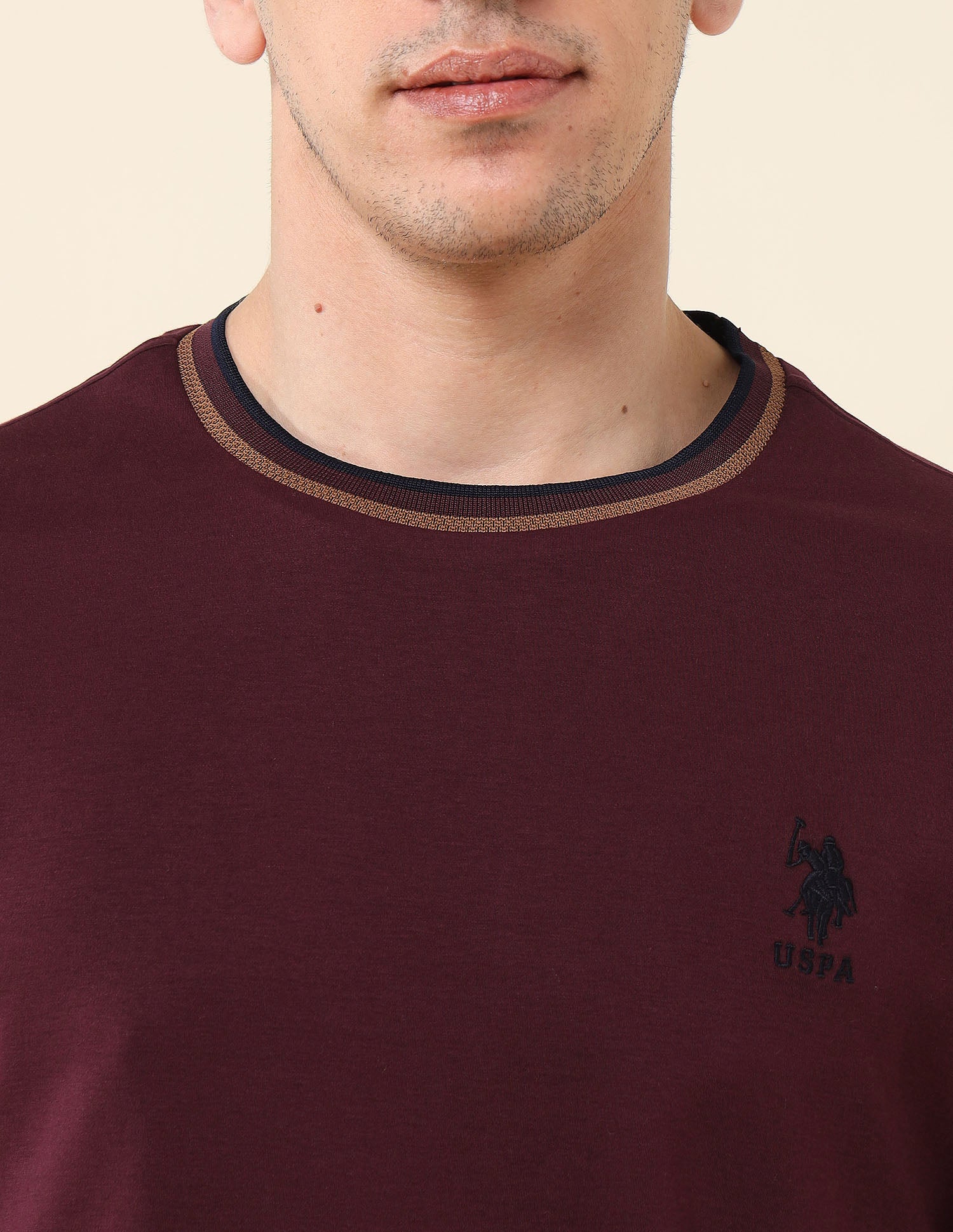 Solid Slim Fit T-Shirt Wine - U.S. Polo Assn. India | Large