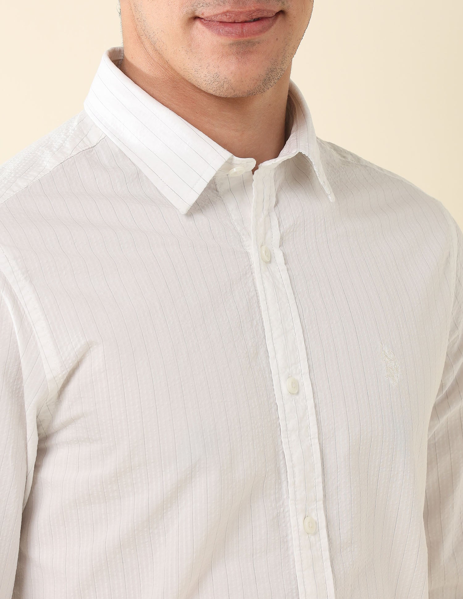 Vertical Striped Tailored Fit Shirt White - U.S. POLO ASSN. | Large