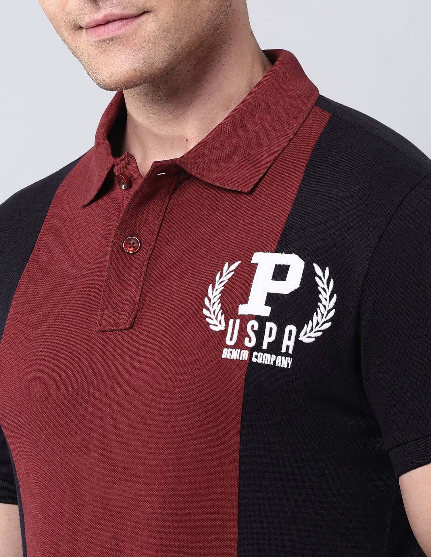 Colour Blocked Muscle Fit Polo Shirt Navy - U.S. POLO ASSN. | Large