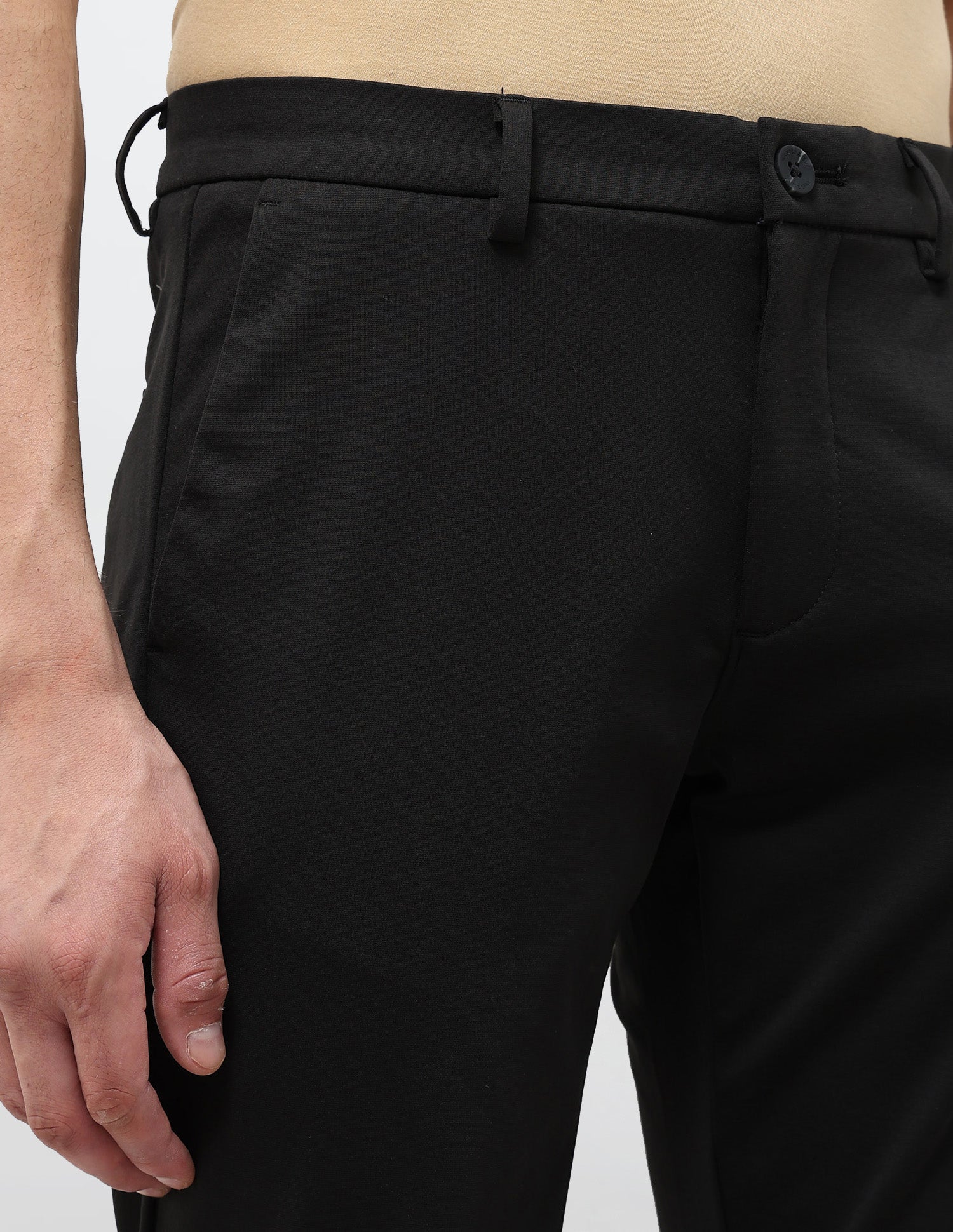 Satin Slim Fit Trousers Black - U.S. Polo Assn. India | Large