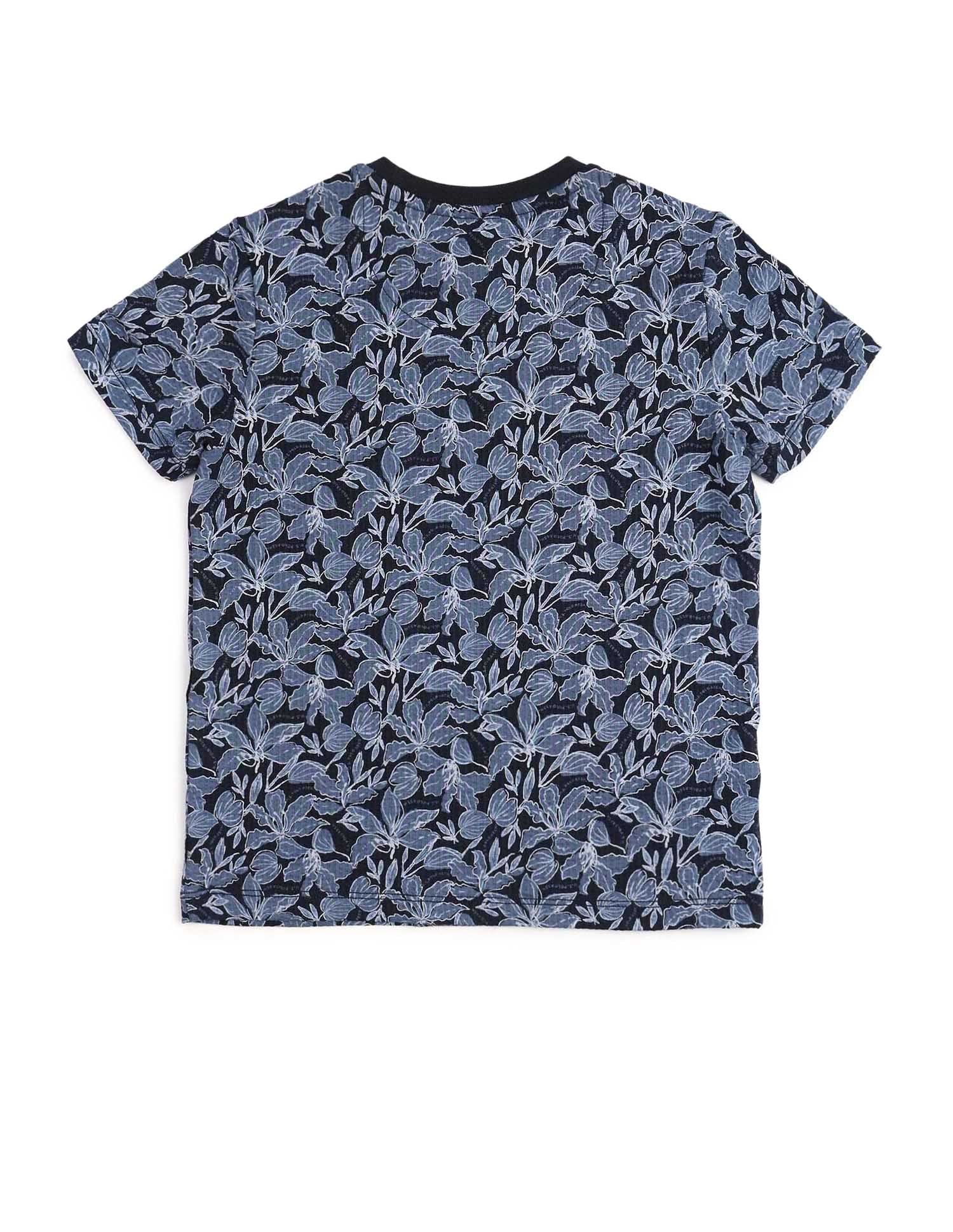 Boys All Over Printed Regular Fit T-Shirt Navy - U.S. POLO ASSN. | Large
