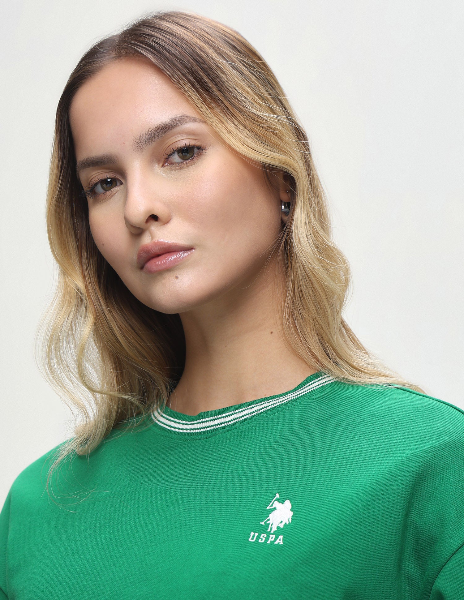 Solid Relaxed Fit Sweatshirt Green - U.S. Polo Assn. India | Large