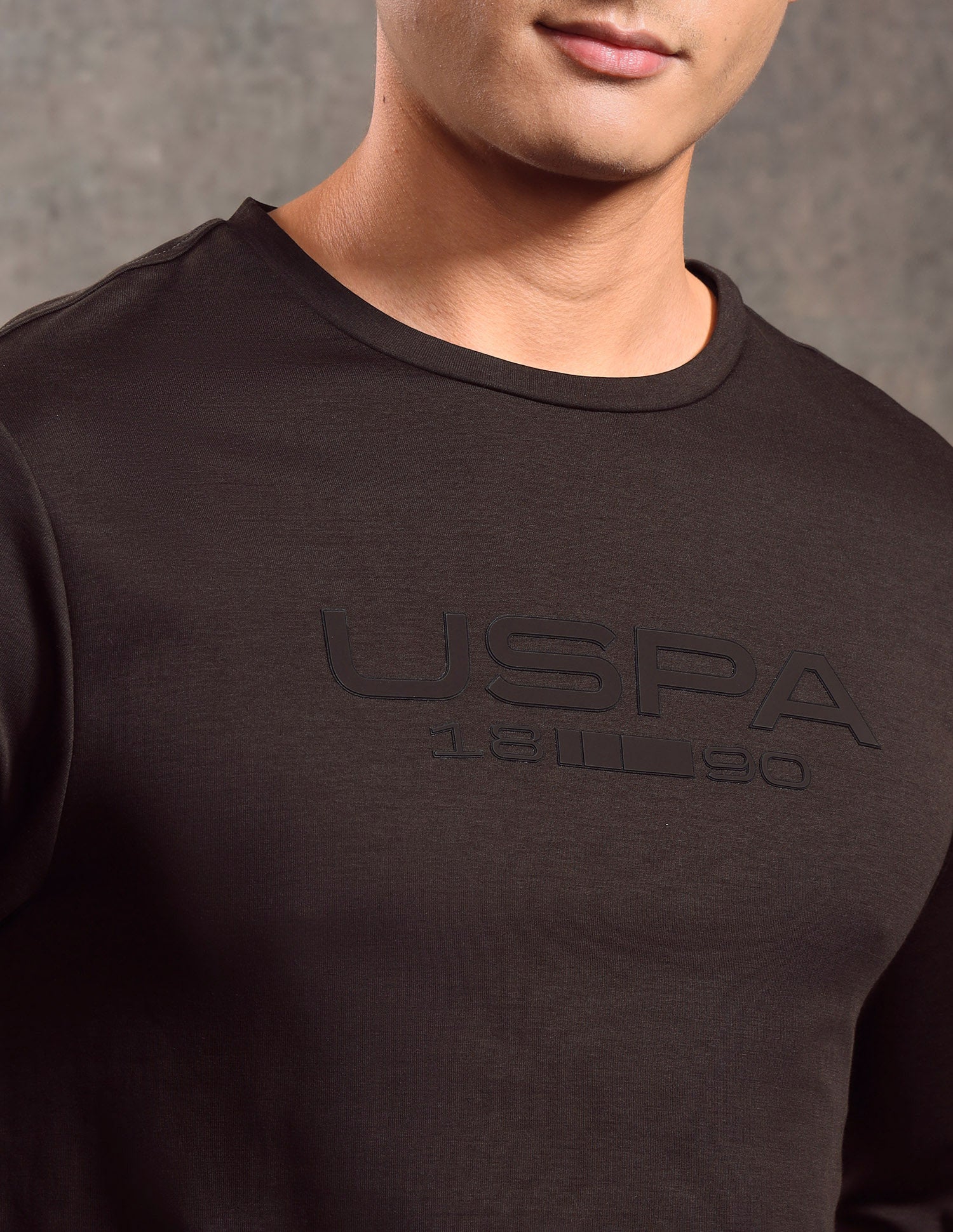Brand Embossed Regular Fit T-shirt Dark Brown - U.S. POLO ASSN. | Large