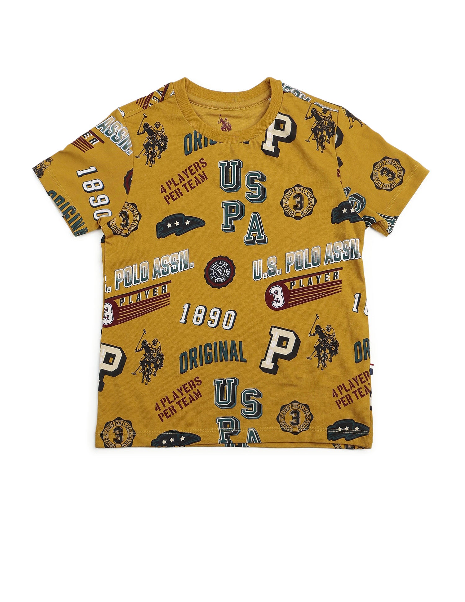 Boys Graphic Printed Pure Cotton T Shirt Yellow - U.S. POLO ASSN. | Large