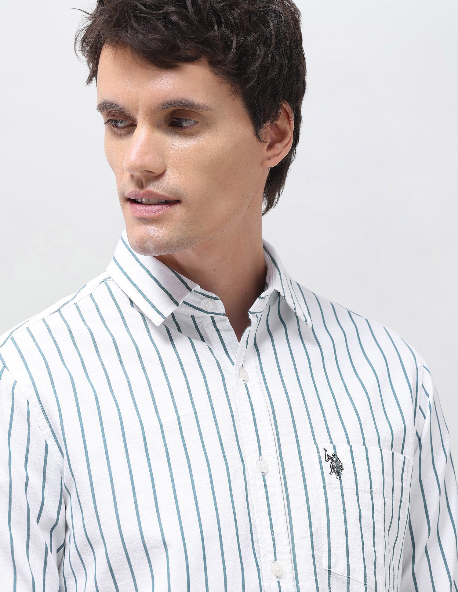 Vertical Striped Tailored Fit Shirt White - U.S. Polo Assn. India | Large