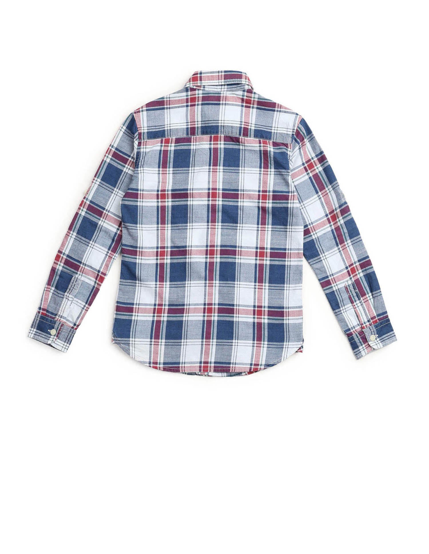 Boys Plaid Checked Regular Fit Shirt Light Blue - U.S. POLO ASSN. | Large