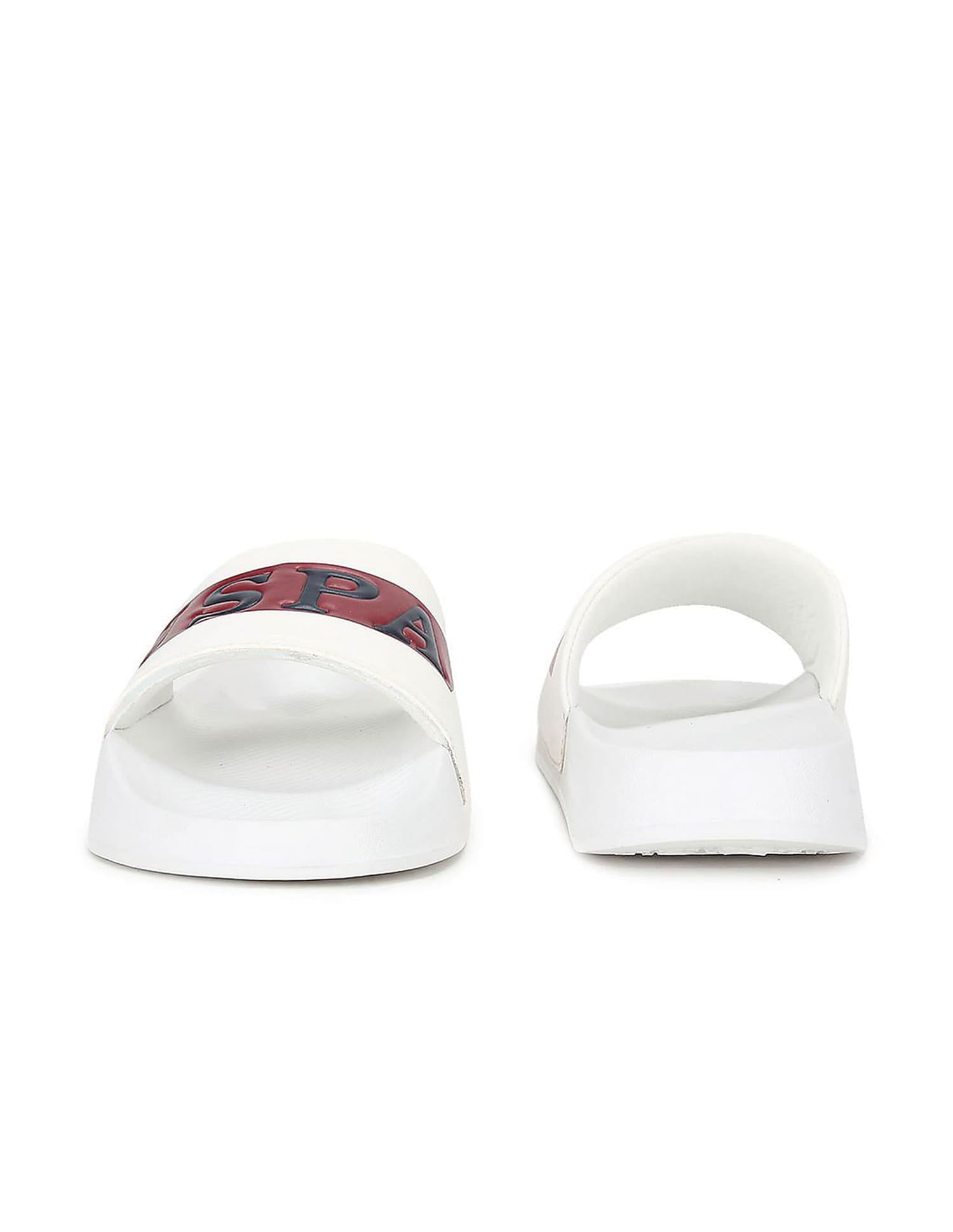 Men Brand Print Harvey 6.0 Slides White - U.S. Polo Assn. India | Large
