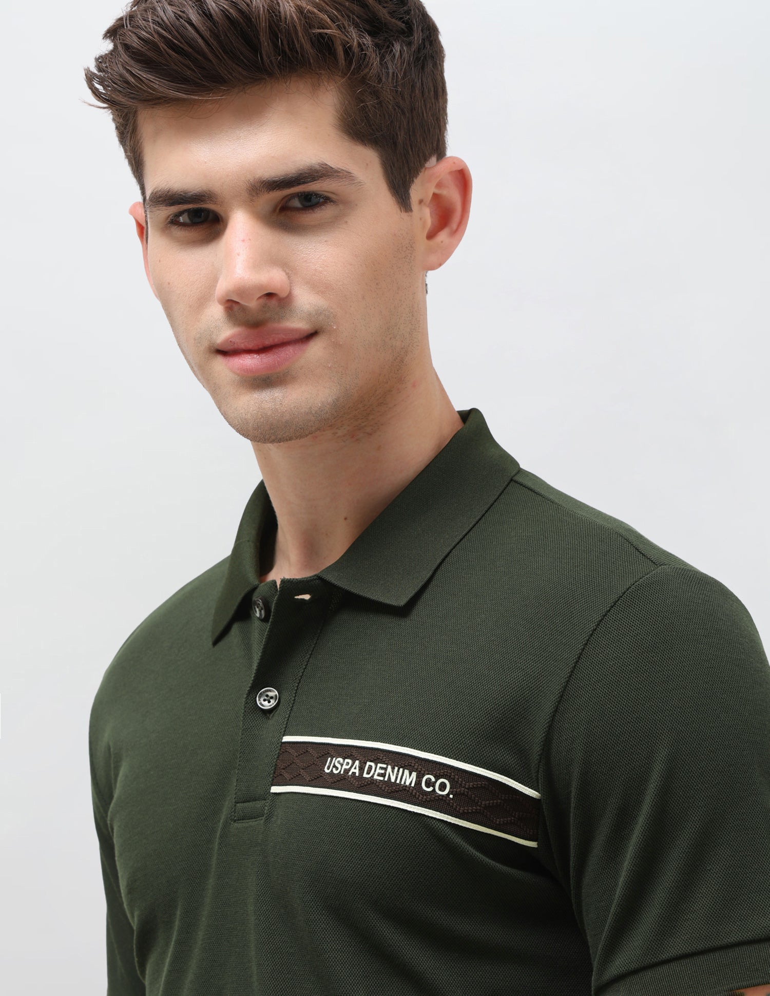 Solid Slim Fit Polo Shirt Olive - U.S. Polo Assn. India | Large