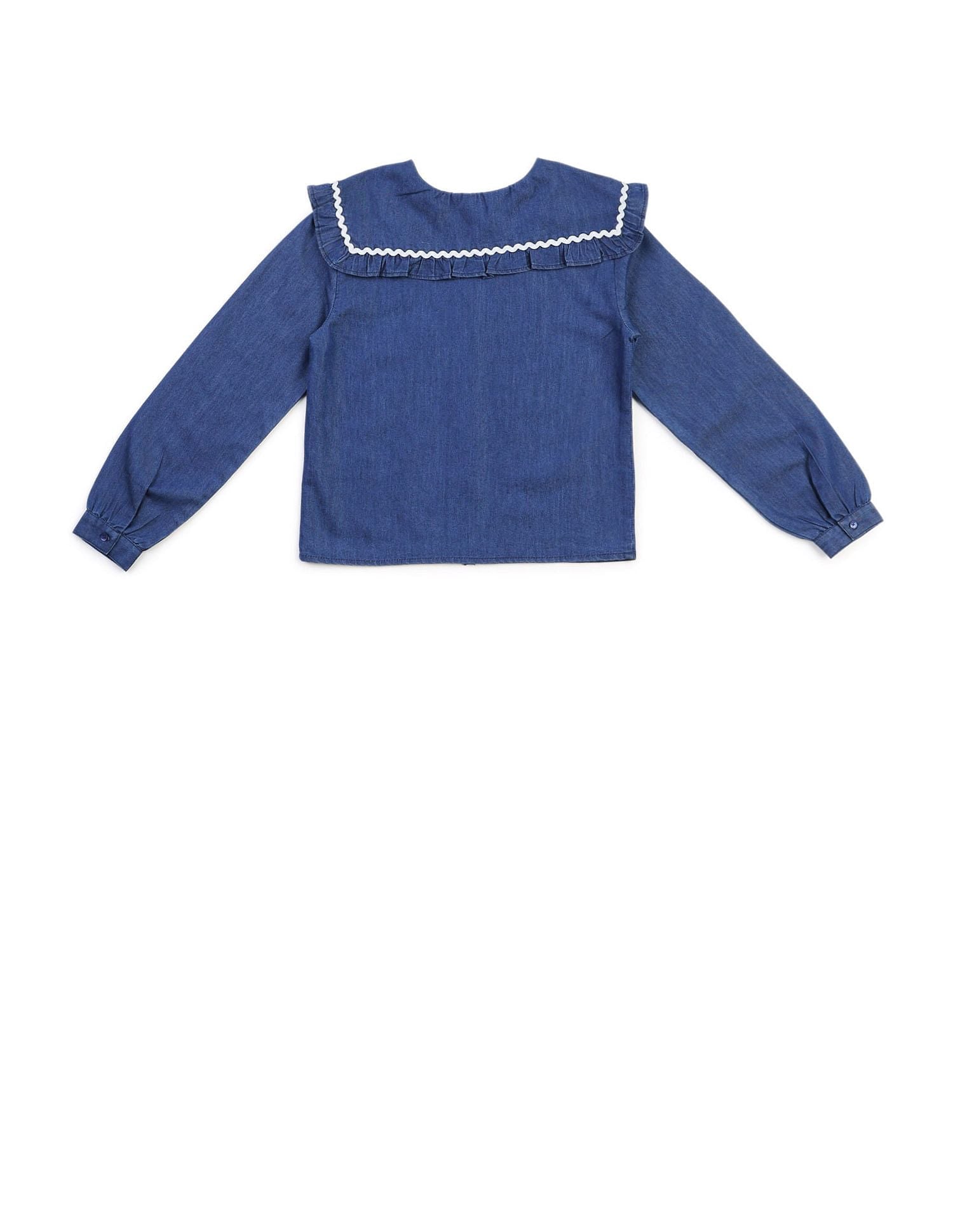 Girls Cape Collar Chambray Top Dark Blue - U.S. POLO ASSN. | Large