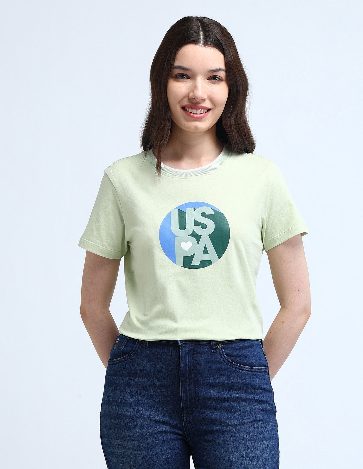 Tipped Neck Pure Cotton T-Shirt Mint - U.S. POLO ASSN. | Large