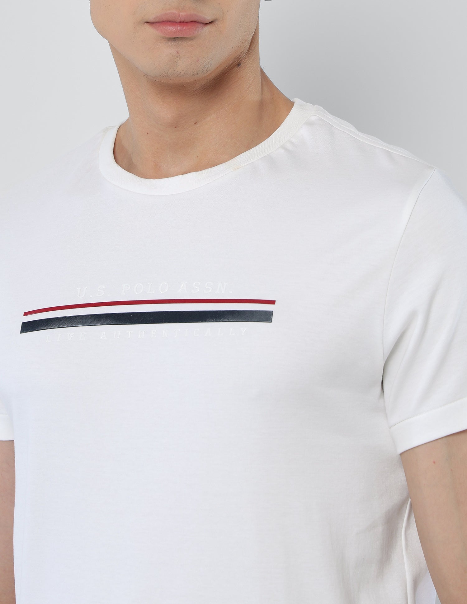 Brand Embossed Slim Fit T-Shirt White - U.S. POLO ASSN. | Large