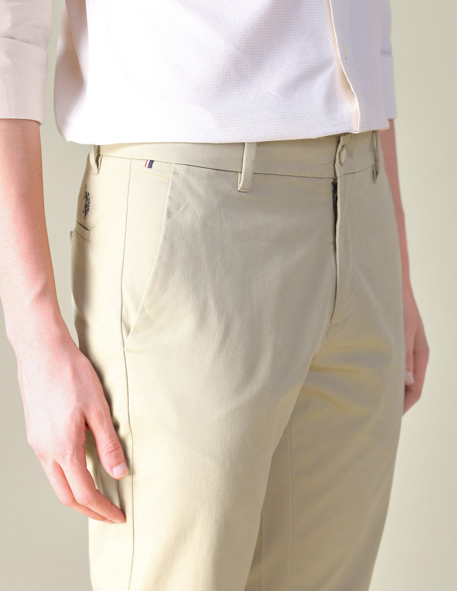 Twill Austin Trim Regular Fit Trousers Beige - U.S. POLO ASSN. | Large