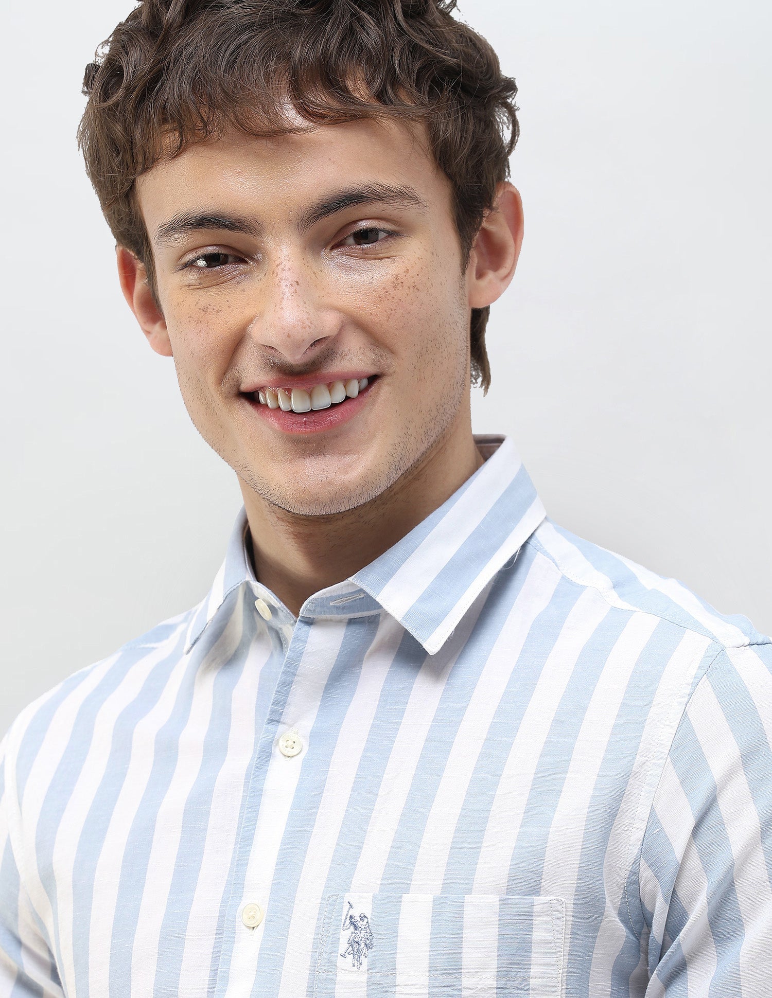 Vertical Striped Regular Fit Shirt Blue - U.S. Polo Assn. India | Large
