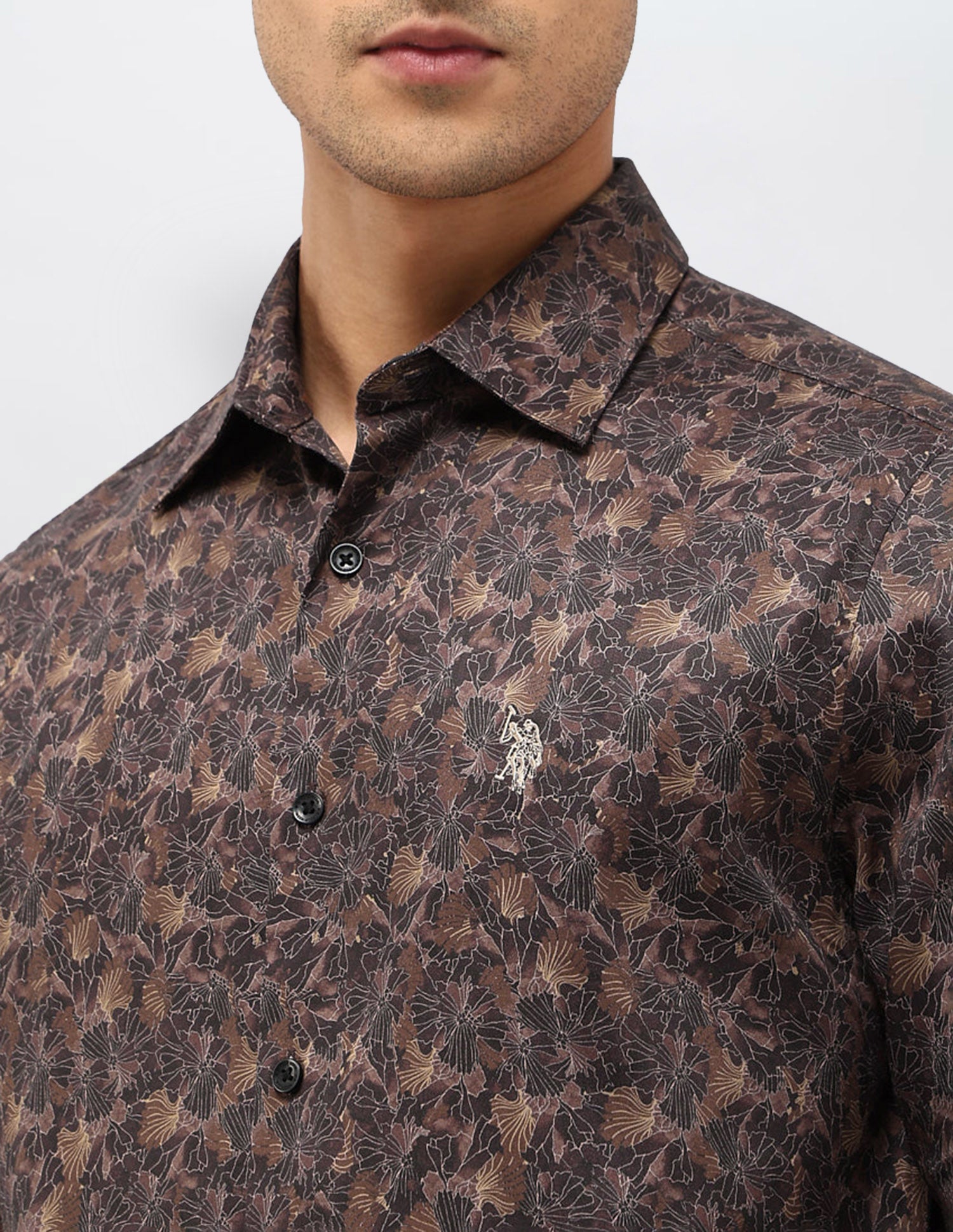 Satin Floral Printed Shirt Choco - U.S. POLO ASSN. | Large