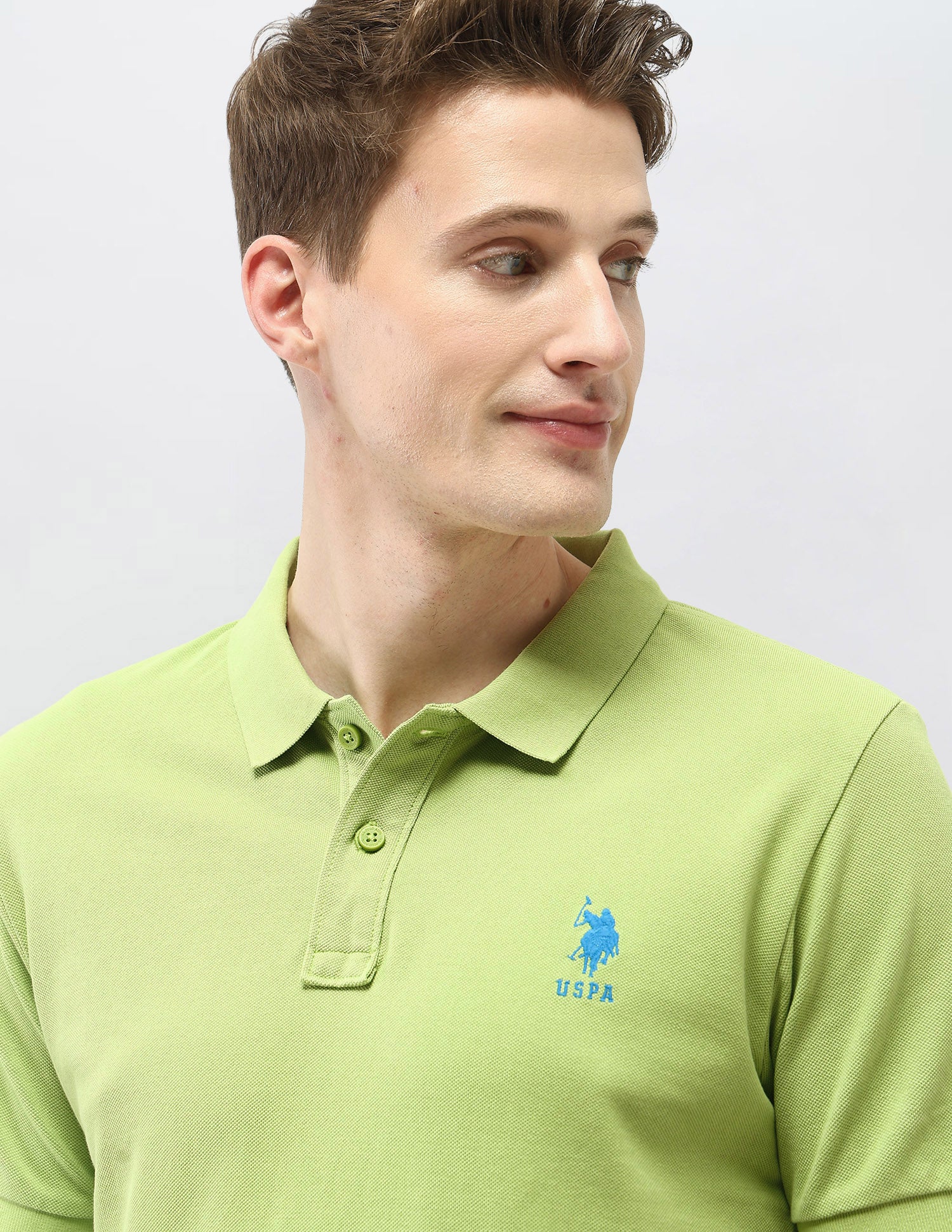 Solid Slim Fit Polo Shirt Green - U.S. Polo Assn. India | Large