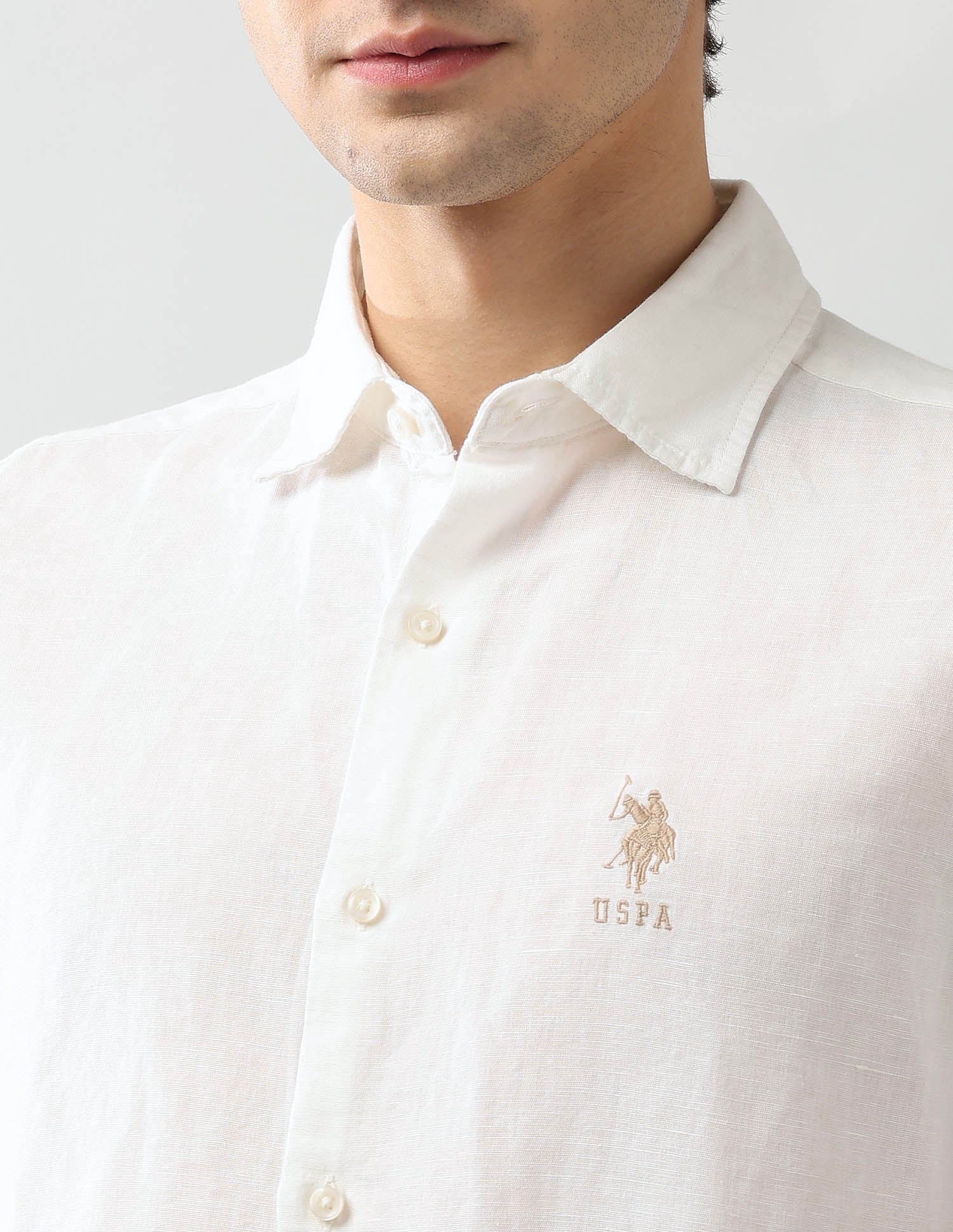 Solid Regular Fit Poplin Shirt White - U.S. Polo Assn. India | Large