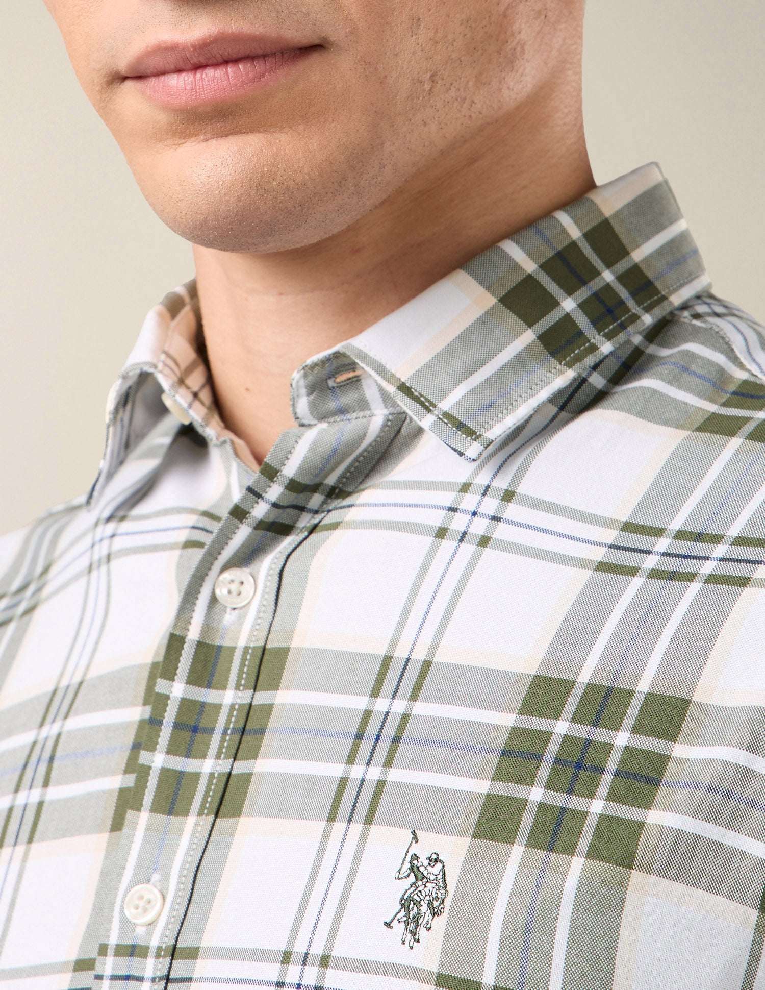 Plaid Checked Tailored Fit Shirt Olive - U.S. Polo Assn. India | Large