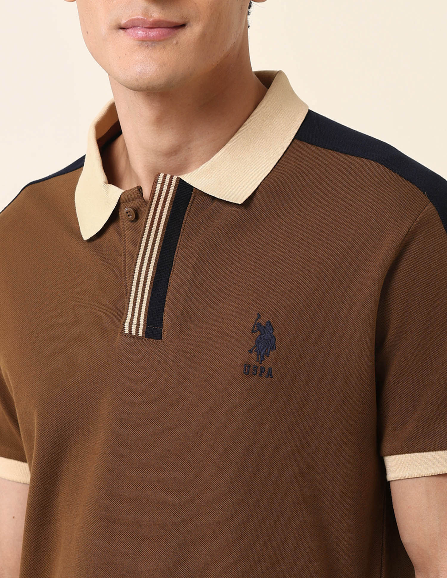 Solid Slim Fit Polo Shirt Brown - U.S. Polo Assn. India | Large