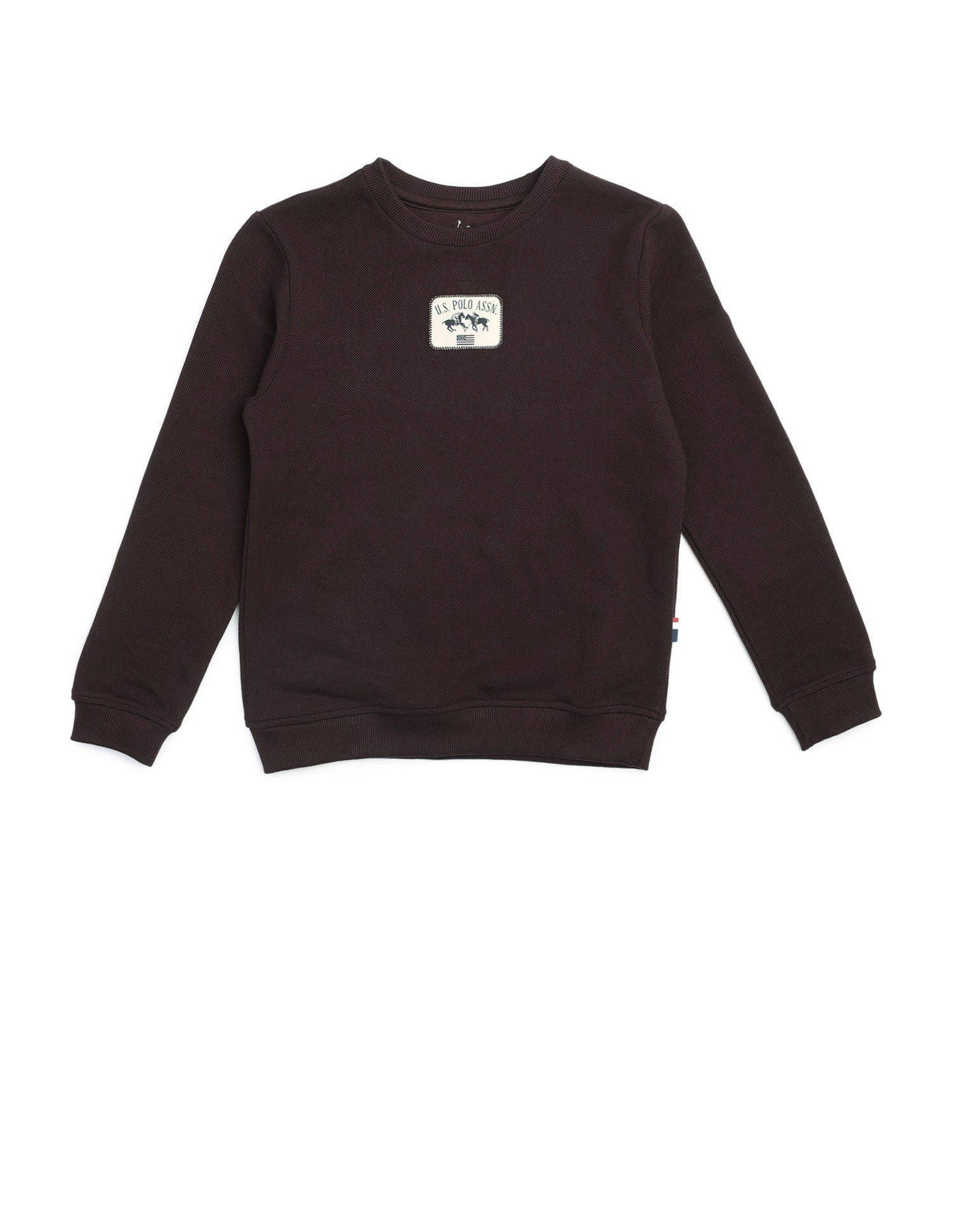 Boys Solid Regular Fit Sweatshirt Dark Brown - U.S. Polo Assn. India | Large
