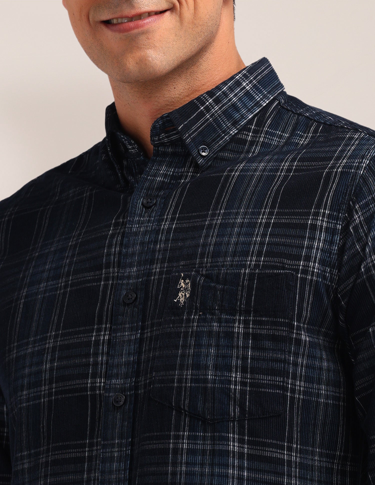 Tartan Check Printed Regular Fit Shirt Navy - U.S. Polo Assn. India | Large