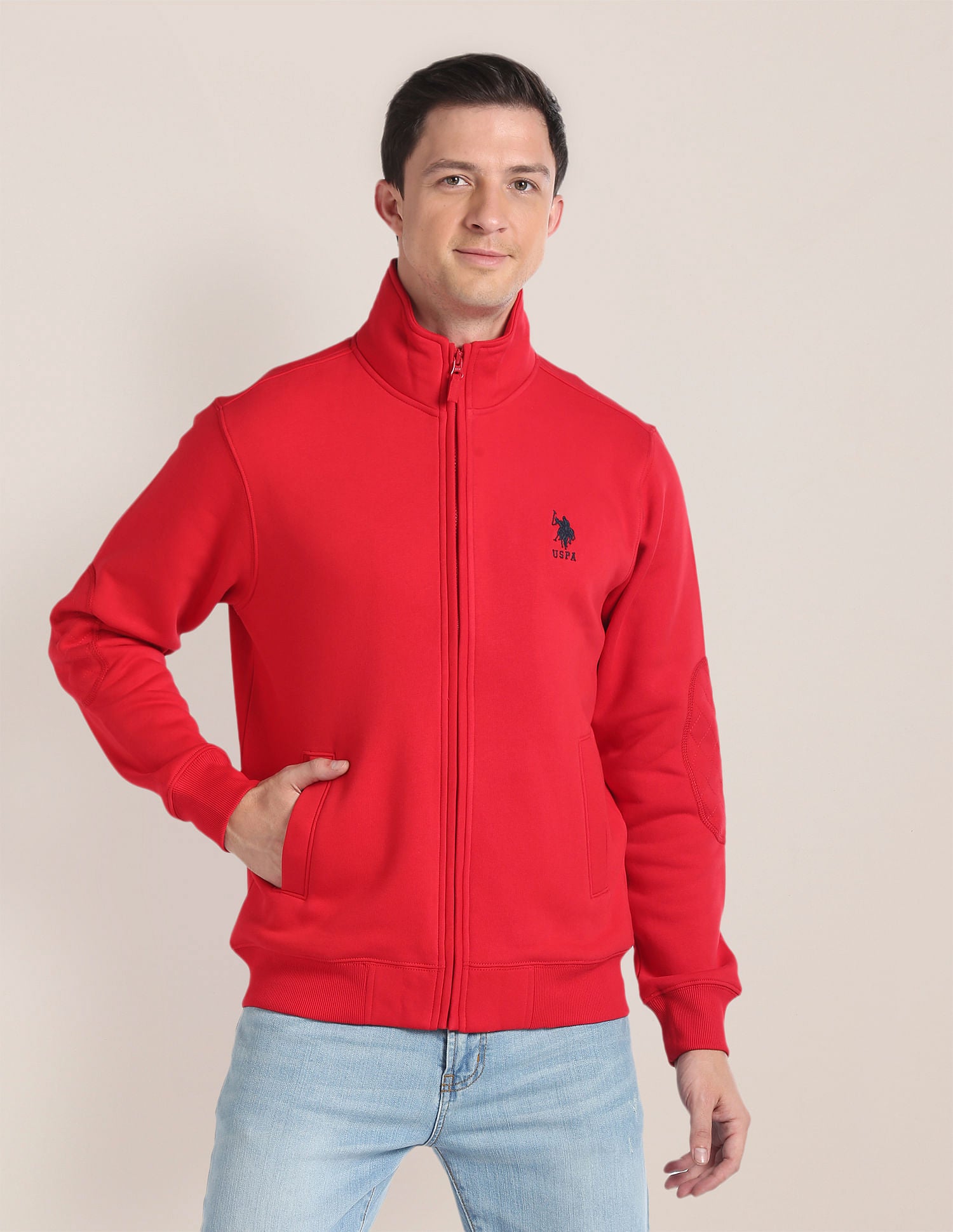 High Neck Solid Sweatshirt Red - U.S. POLO ASSN. | Large
