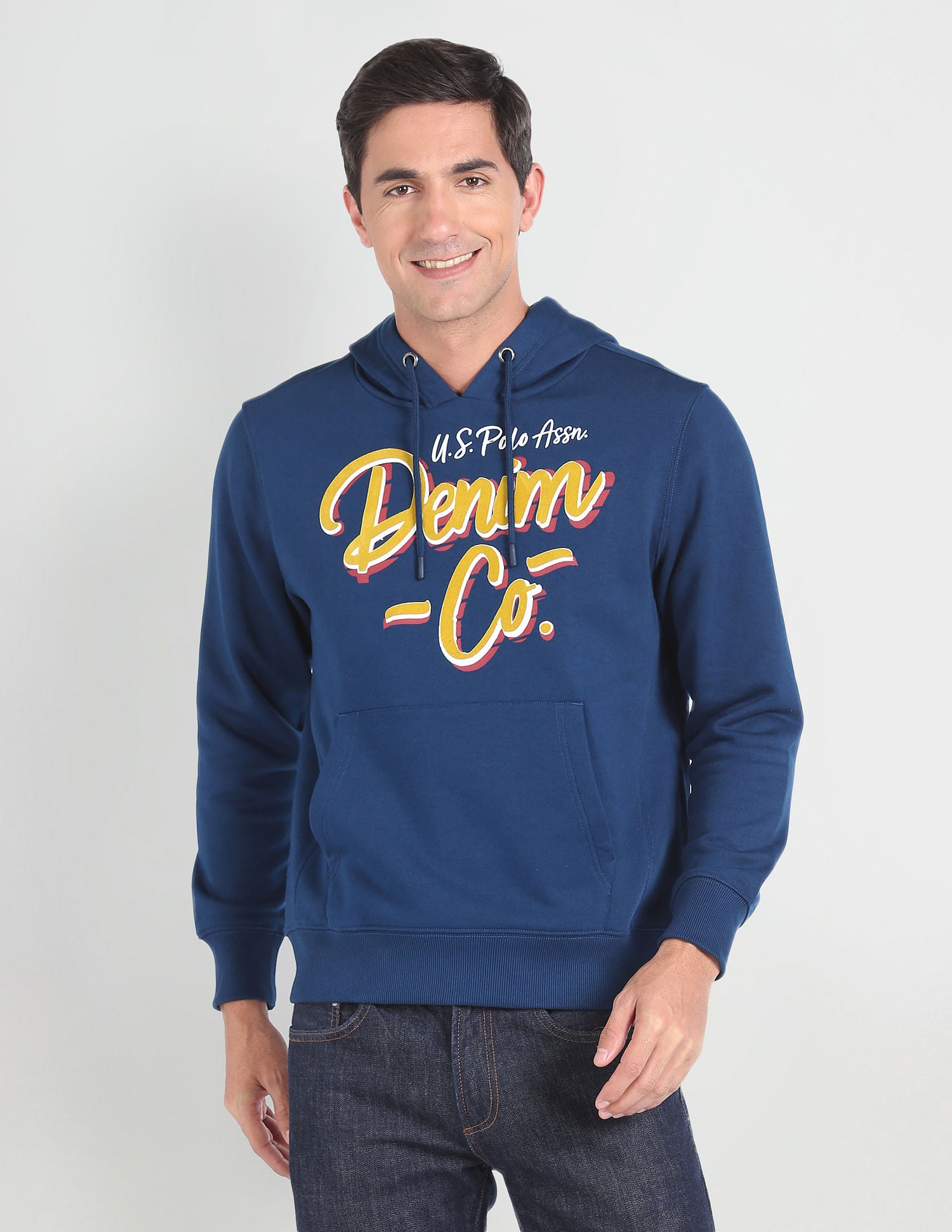 Kangaroo Pocket Hooded Sweatshirt Dark Blue - U.S. Polo Assn. India | Large