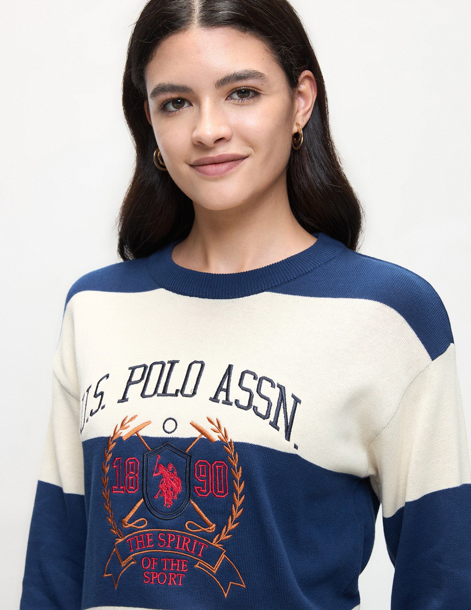 Colour Block Regular Fit Sweater White - U.S. Polo Assn. India | Large