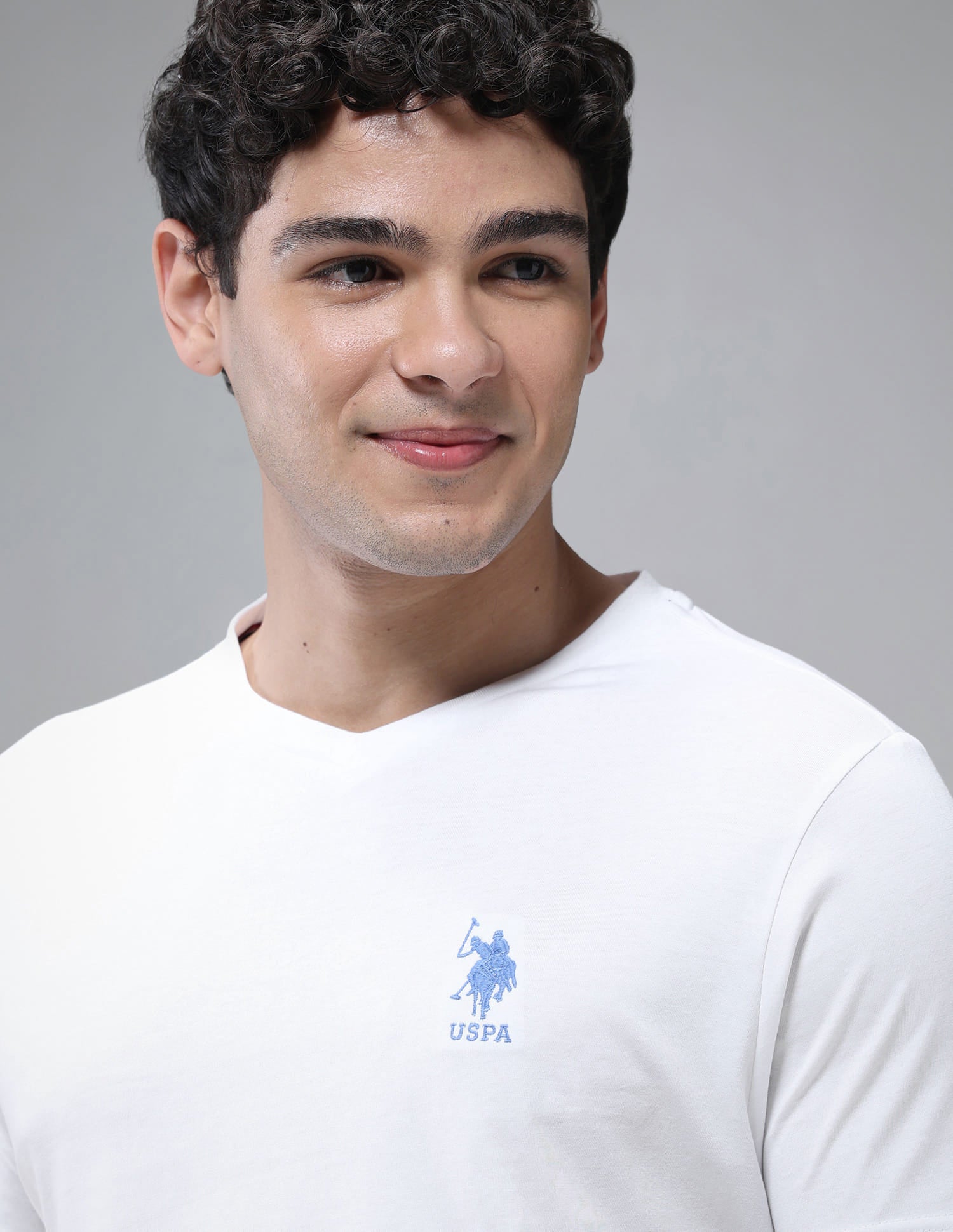 V-Neck Embroidered Logo I638 Lounge T-Shirt - Pack Of 1 White - U.S. Polo Assn. India | Large