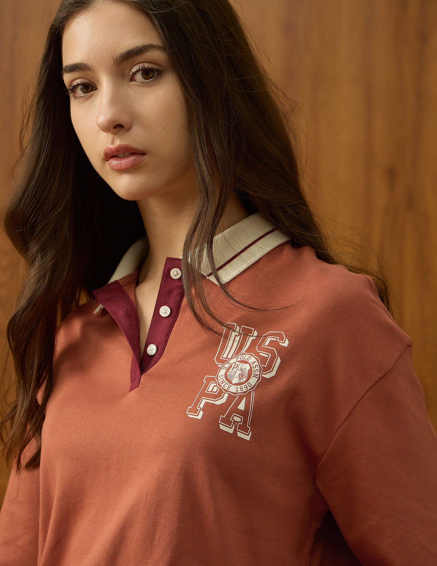 Oversized Fit Solid Polo Shirt Rust - U.S. POLO ASSN. | Large