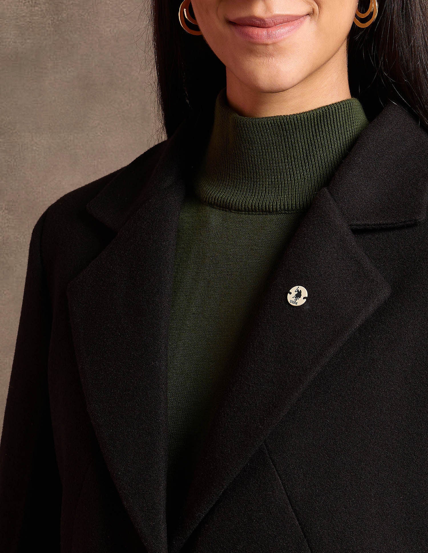 Longline Solid Felt Jacket Black - U.S. POLO ASSN. | Large