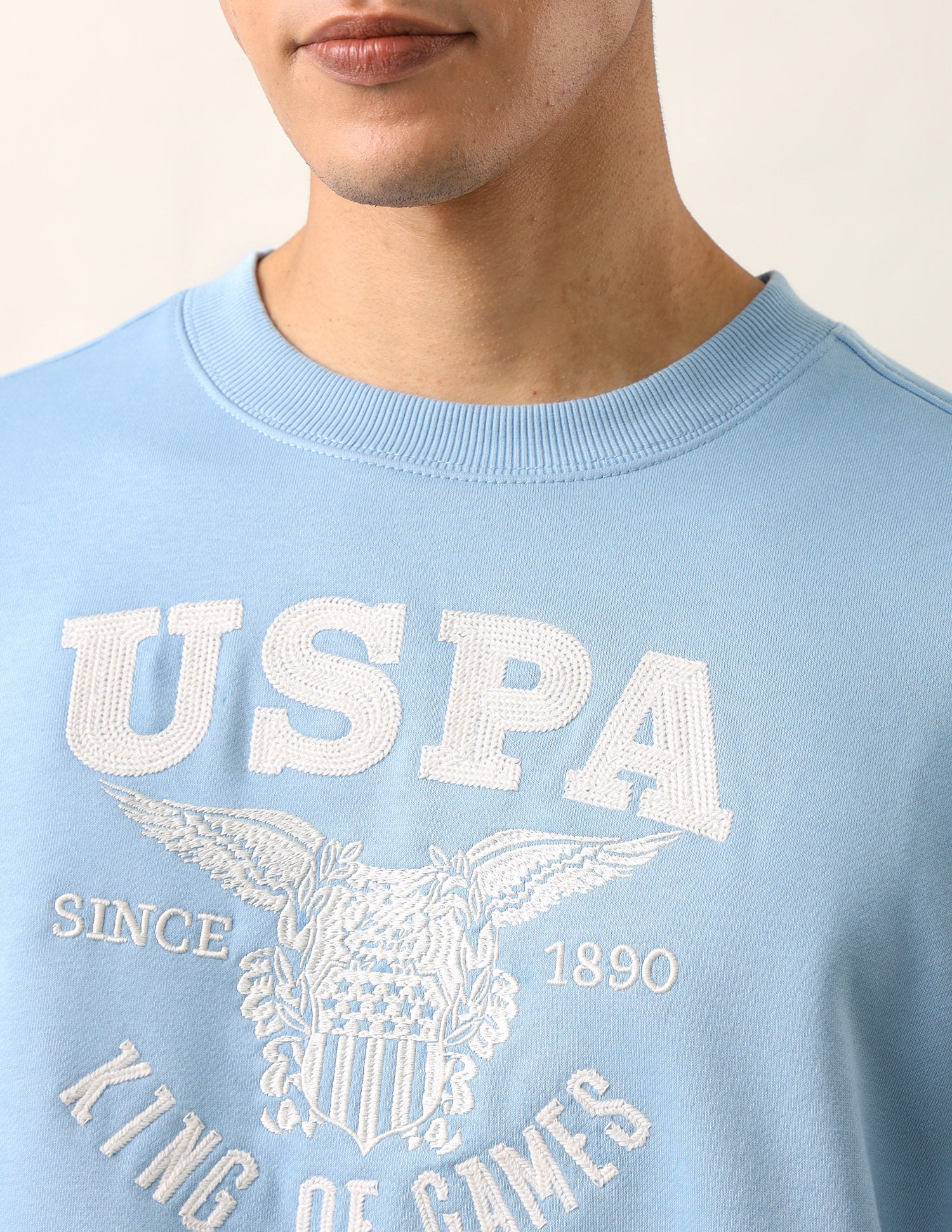 Brand Embroidered Regular Fit Sweatshirt Blue - U.S. Polo Assn. India | Large