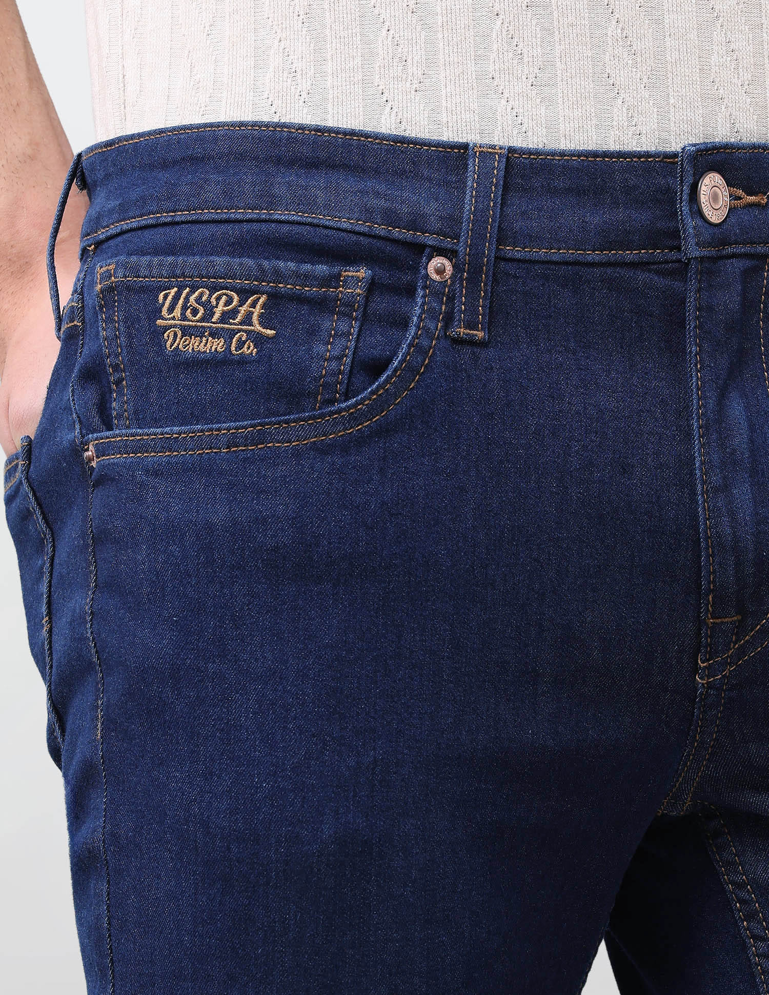 Solid Slim Tapered Fit Jeans Blue - U.S. Polo Assn. India | Large