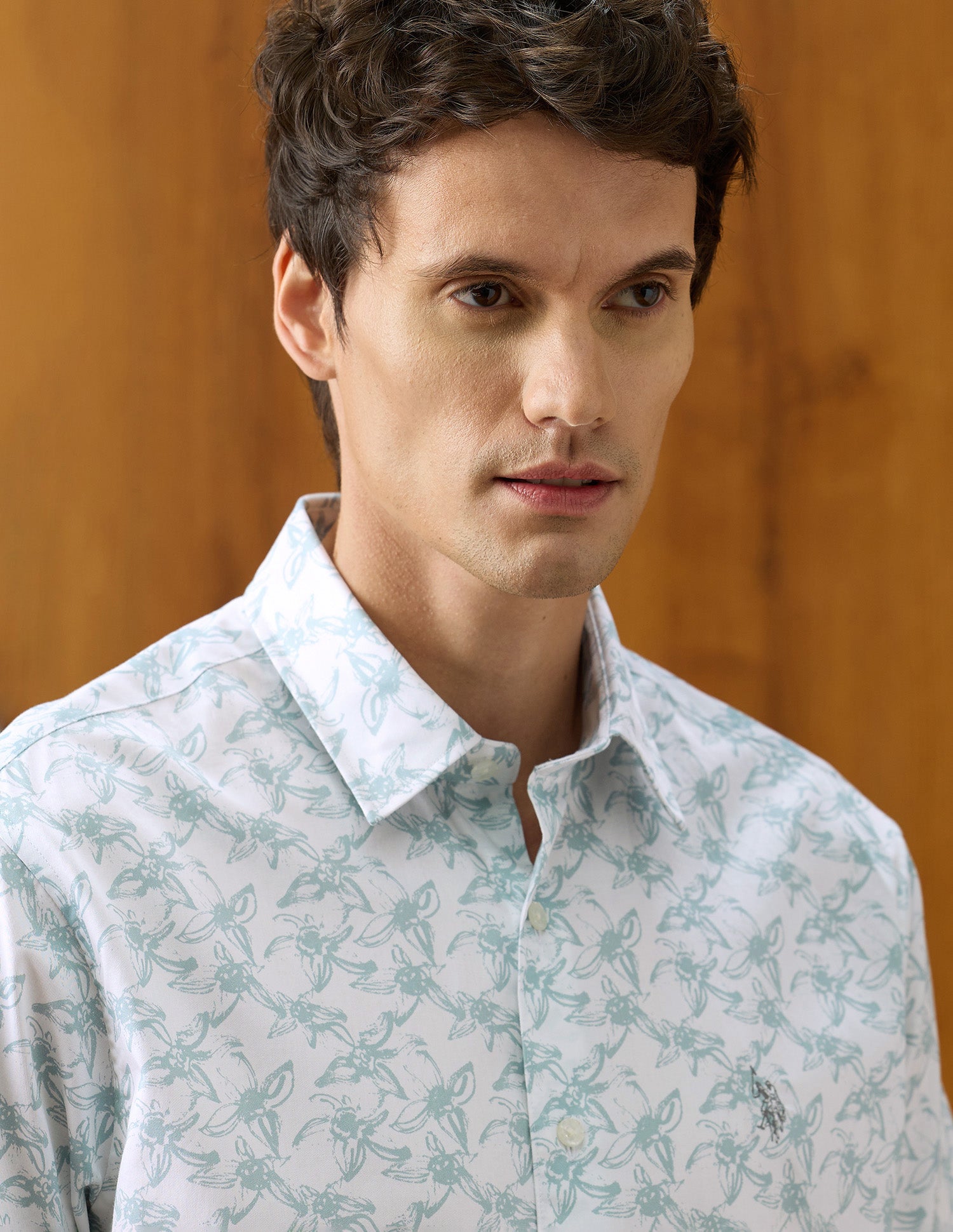 Floral Printed Regular Fit Shirt Medium Green - U.S. Polo Assn. India | Large