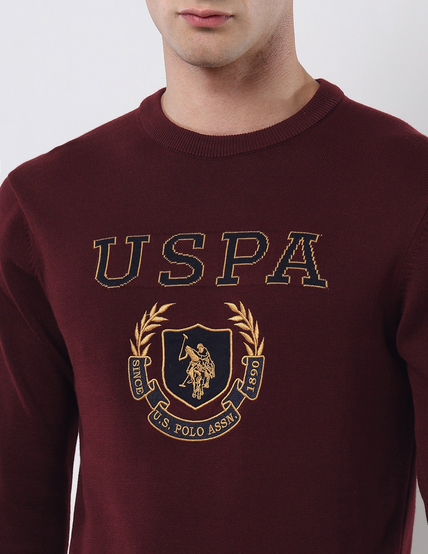 Brand Embroidered Patterned Knit Sweater Red - U.S. POLO ASSN. | Large