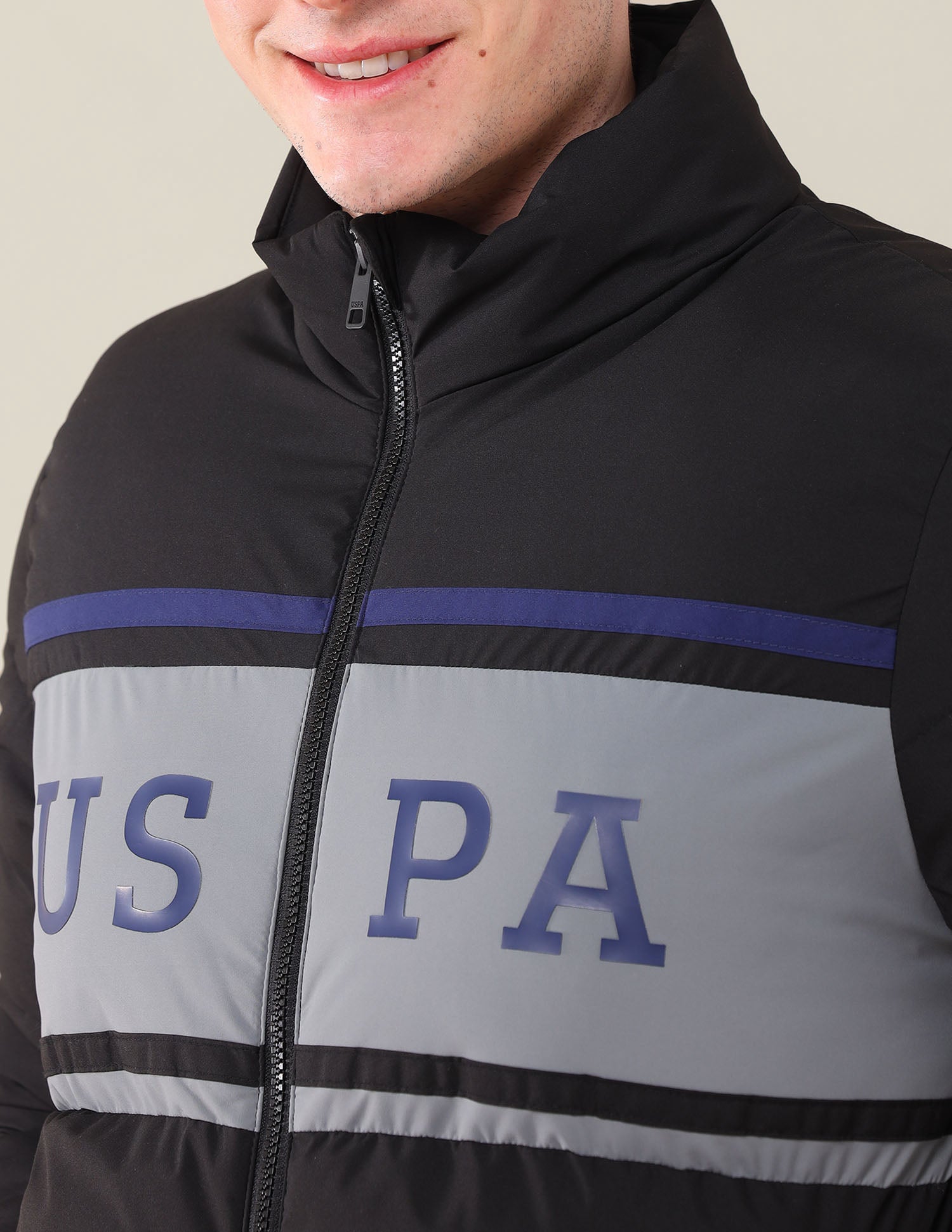 Colourblocked Puffer Jacket Black - U.S. Polo Assn. India | Large
