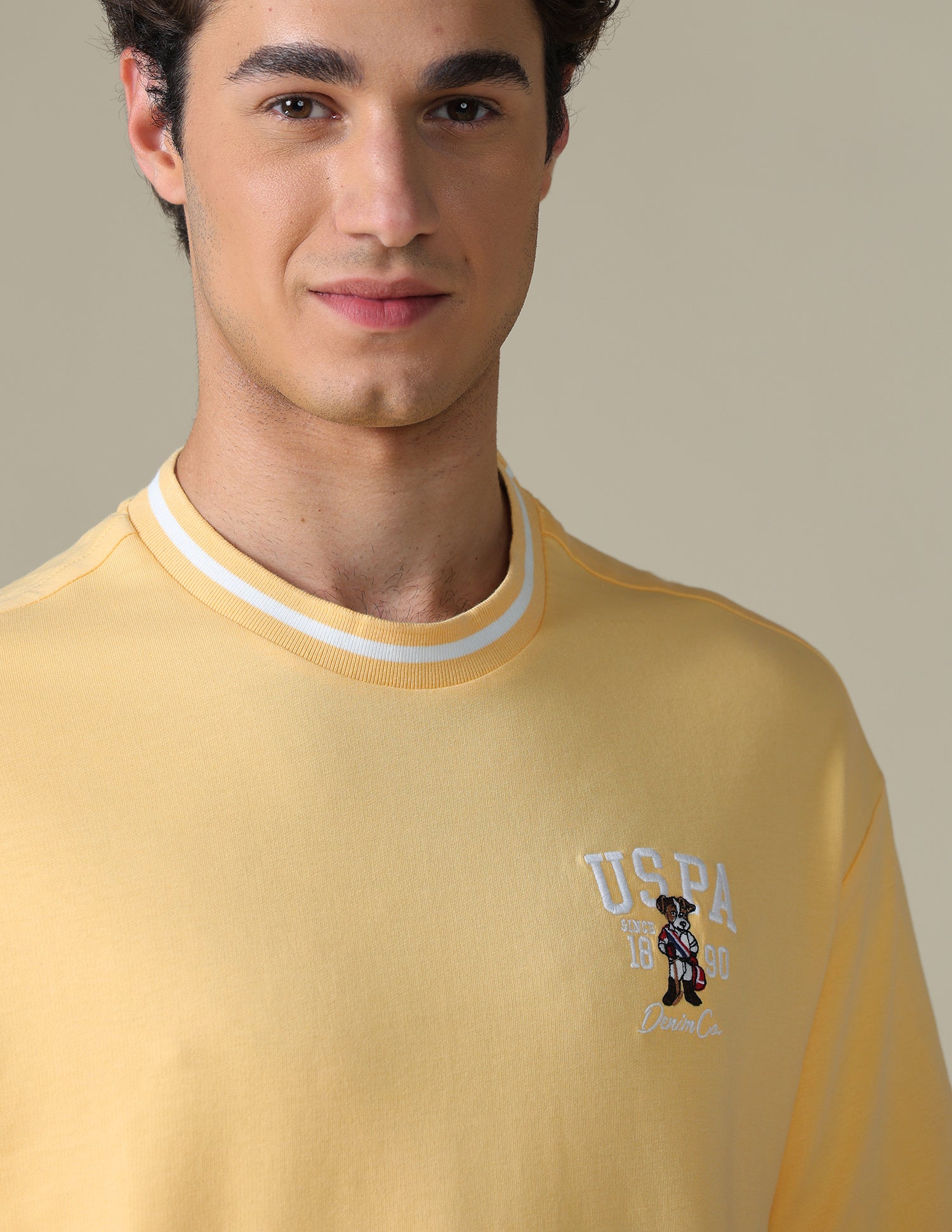 Relaxed Fit Solid T-Shirt Light Yellow - U.S. Polo Assn. India | Large
