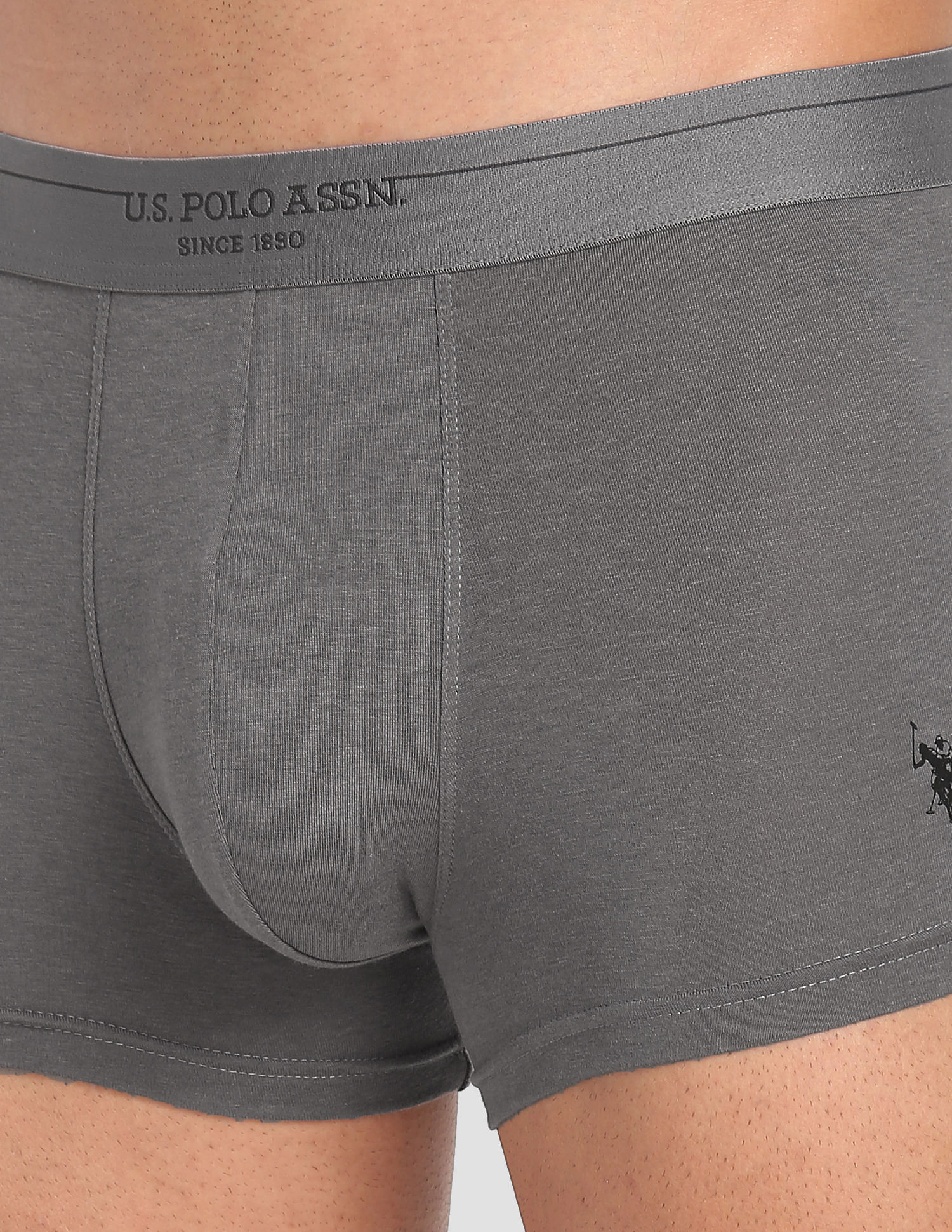 Modal Cotton Stretch Antibacterial PT003 Premium Trunks - Pack Of 1 Light Grey - U.S. POLO ASSN. | Large