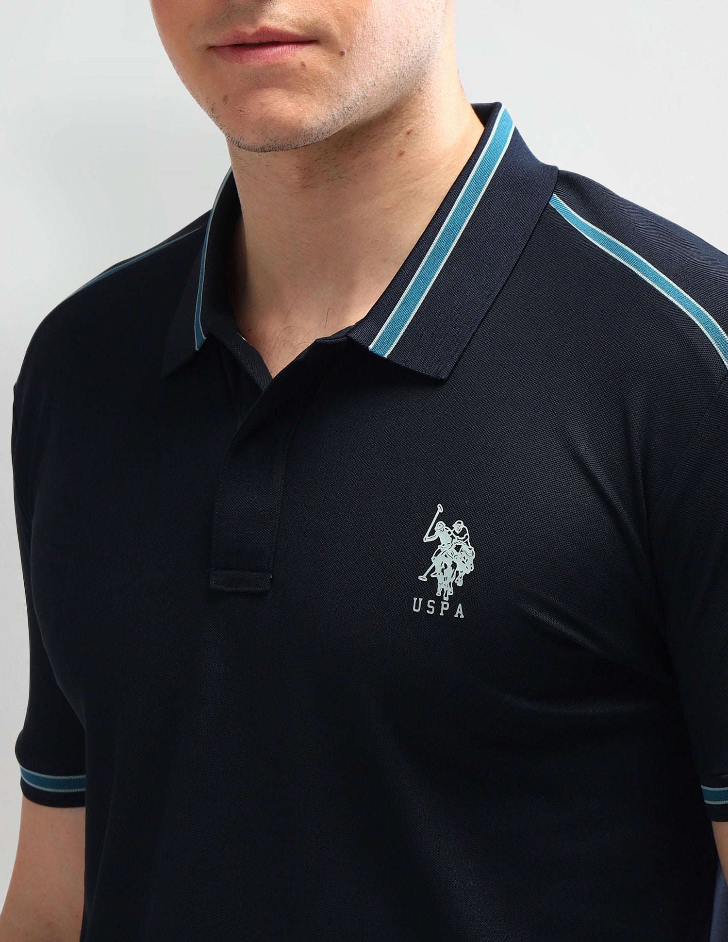 Slim Fit Solid Polo Shirt Navy - U.S. Polo Assn. India | Large