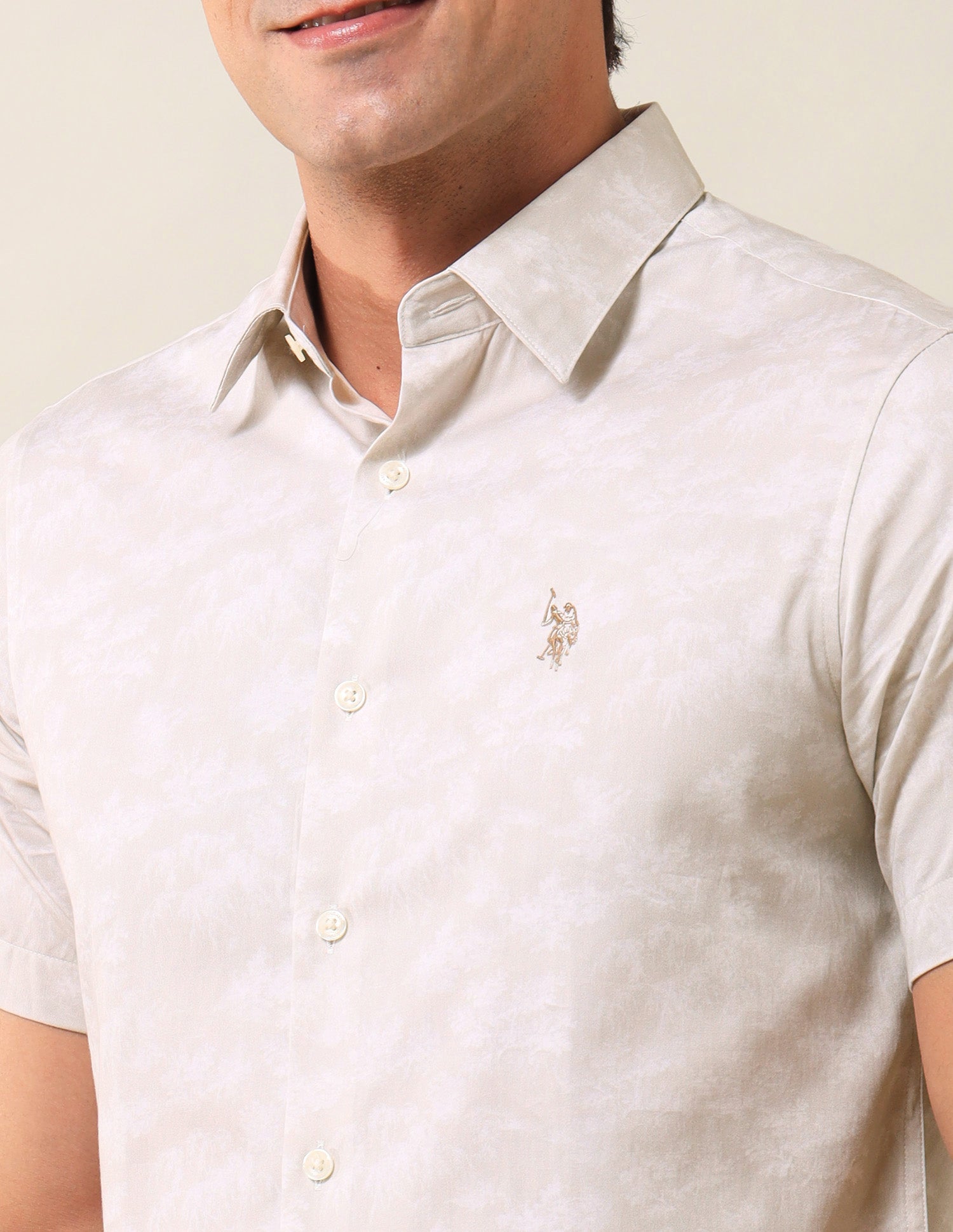 All-Over Printed Tailored Fit Shirt Khaki - U.S. POLO ASSN. | Large