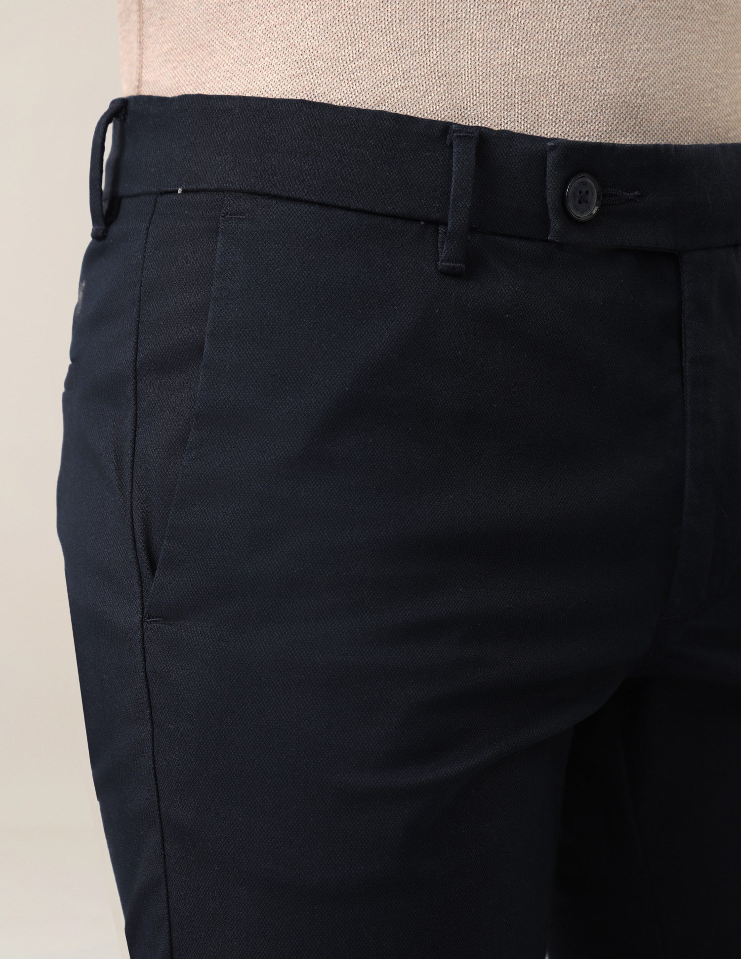 Textured Satin Trousers Dark Navy - U.S. Polo Assn. India | Large