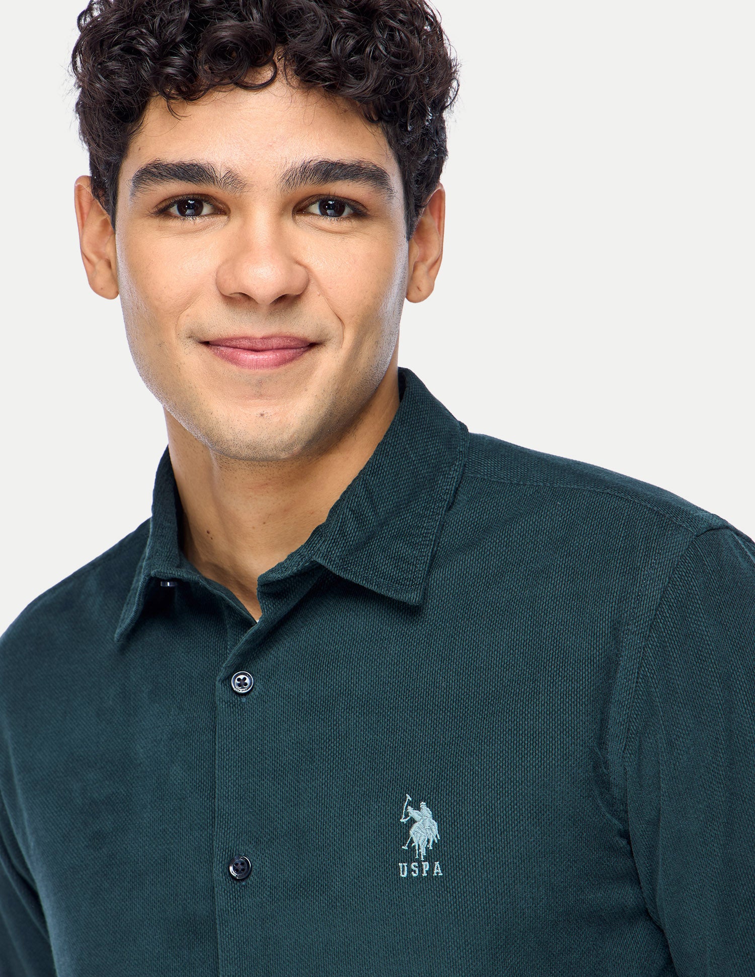 Corduroy Regular Fit Shirt Dark Teal - U.S. Polo Assn. India | Large