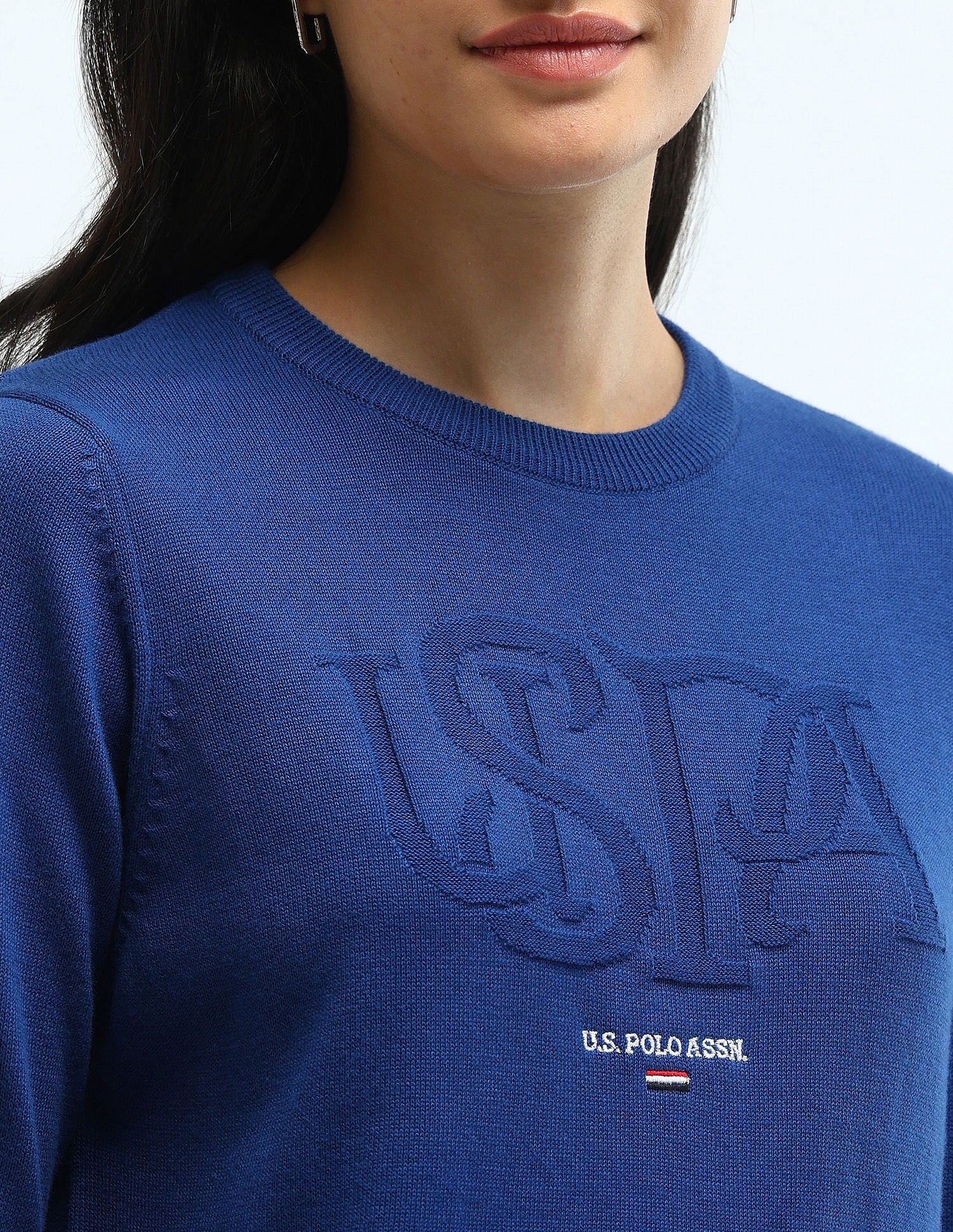 Regular Fit Flag Logo Sweater Blue - U.S. Polo Assn. India | Large