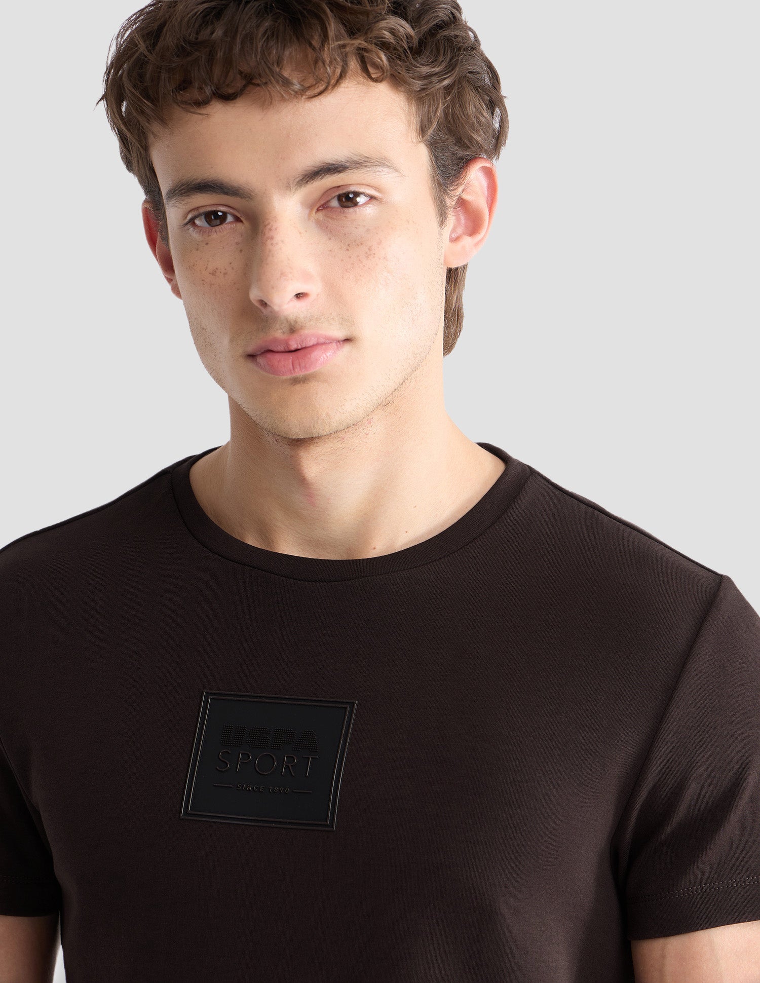 Solid Slim Fit Active T-Shirt Dark Brown - U.S. Polo Assn. India | Large