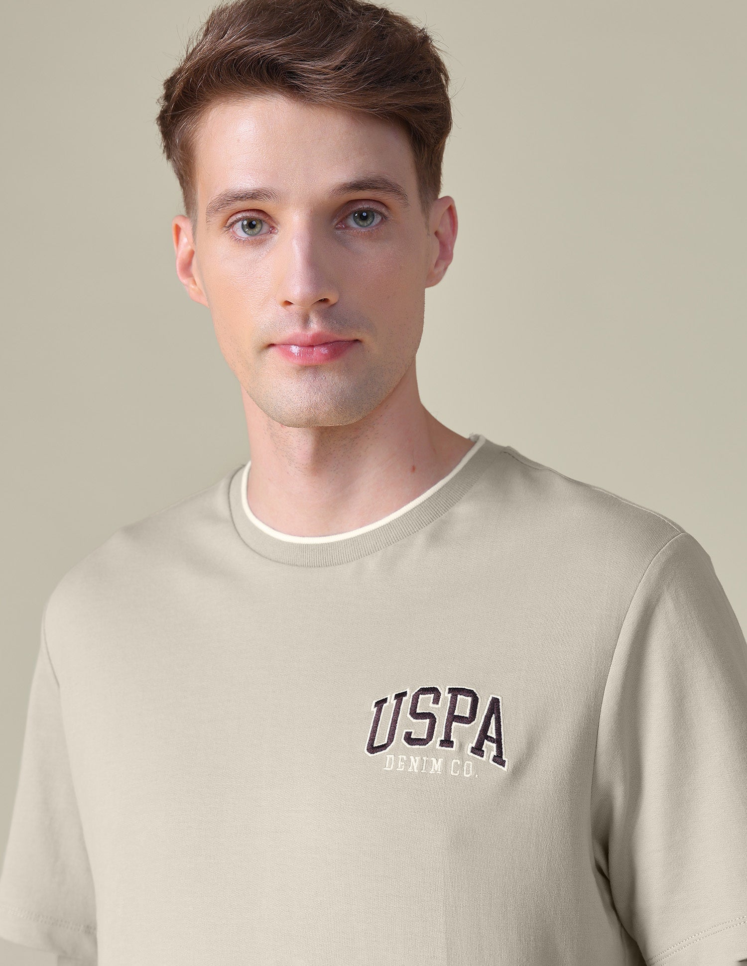 Solid Relaxed Fit T-Shirt Beige - U.S. POLO ASSN. | Large